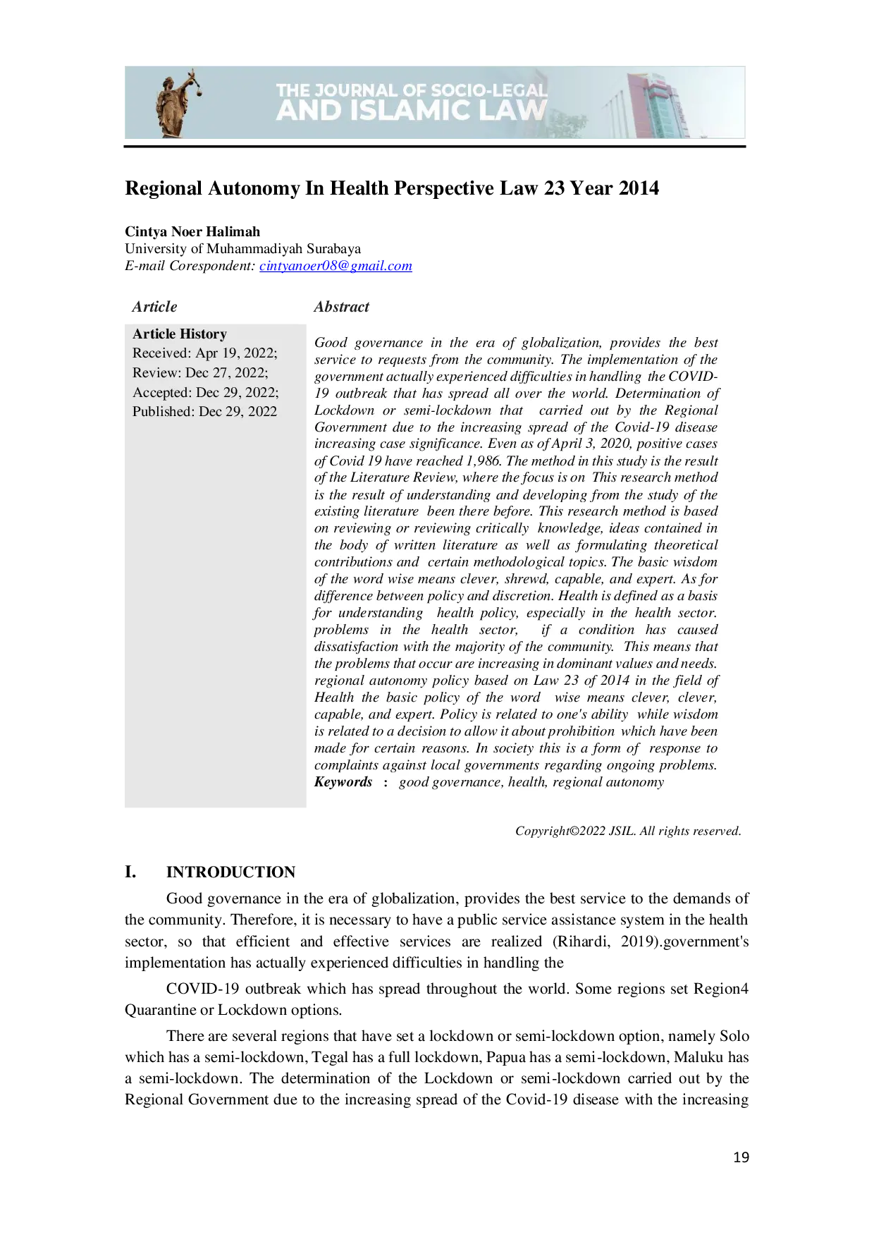 JURIS Regional Autonomy In Health Perspective Law 23 Year 2014