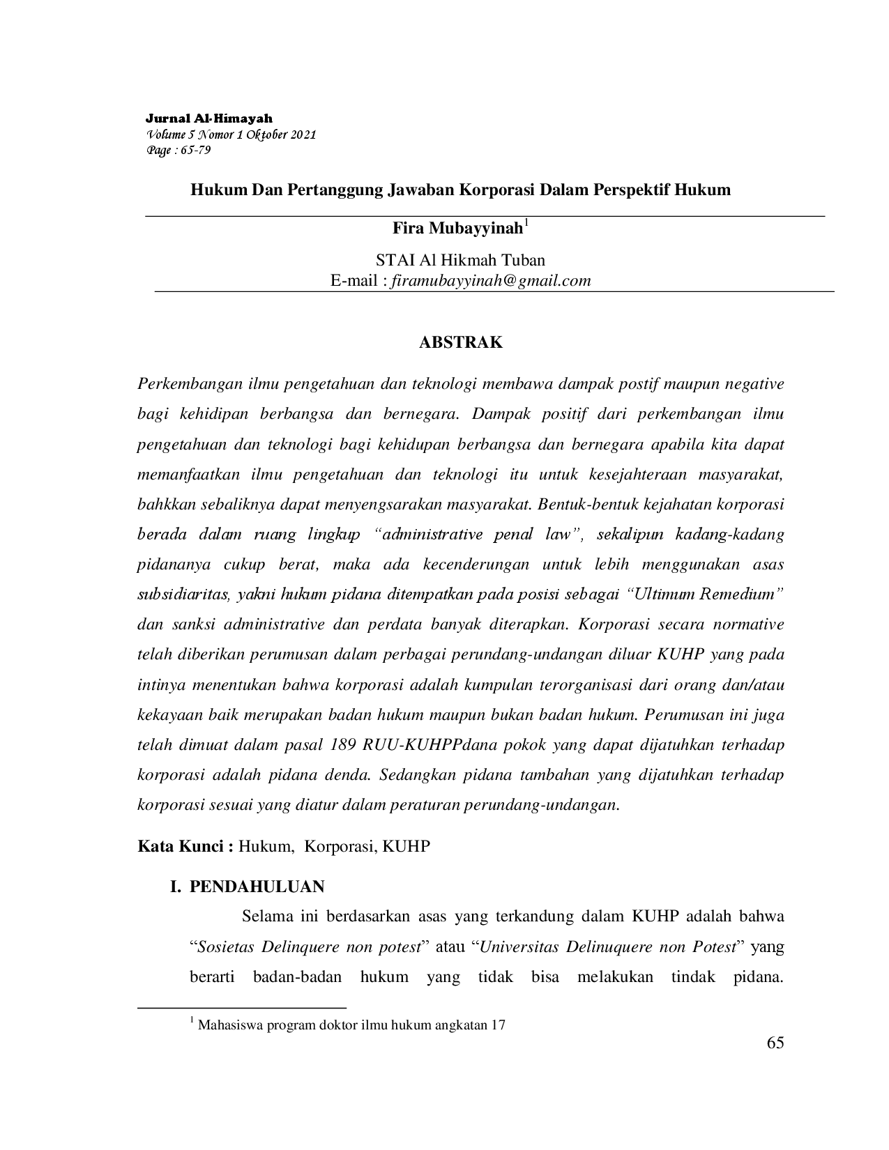 juris Hukum Dan Pertanggung Jawaban Korporasi Dalam Perspektif Hukum