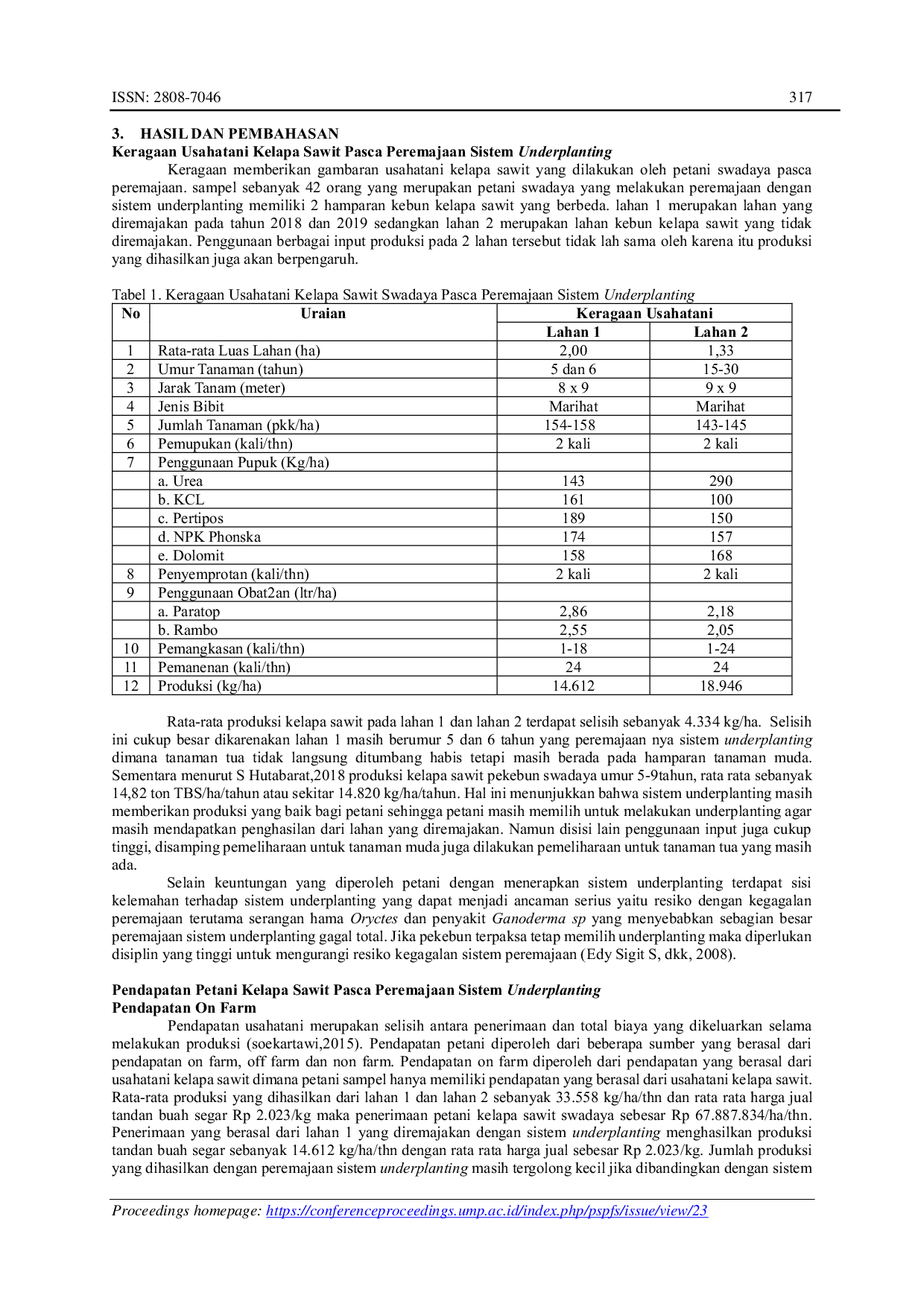 JURIS Pola Pendapatan Petani Kelapa Sawit Swadaya Pasca Peremajaan Sistem Underplanting di Kecamatan Sungai Bahar Kabupaten Muaro Jambi