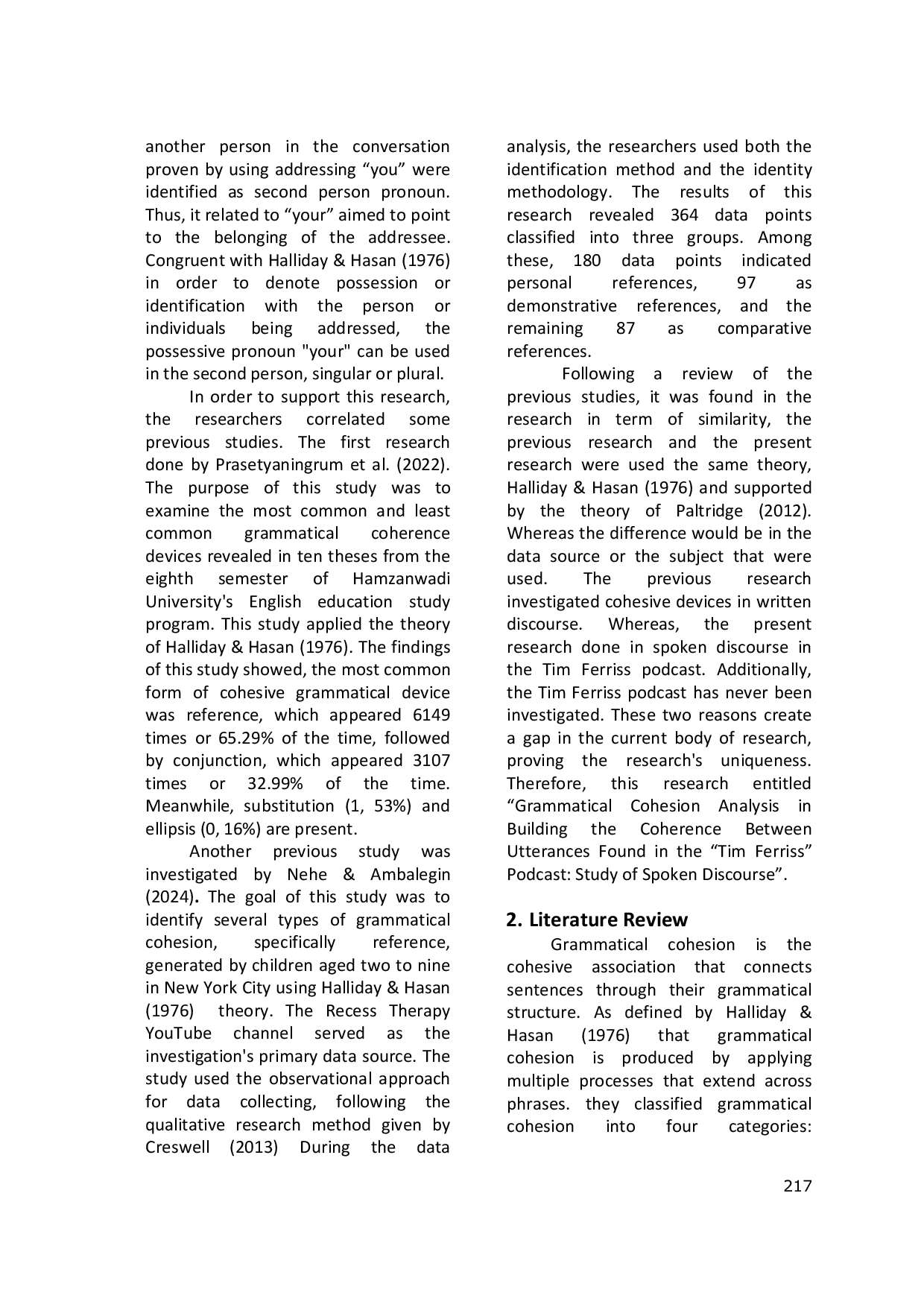 JURIS Grammatical Cohesion In Building The Coherence Between The Utterance Found In The Tim Ferriss Podcast Study Of Spoken Discussion