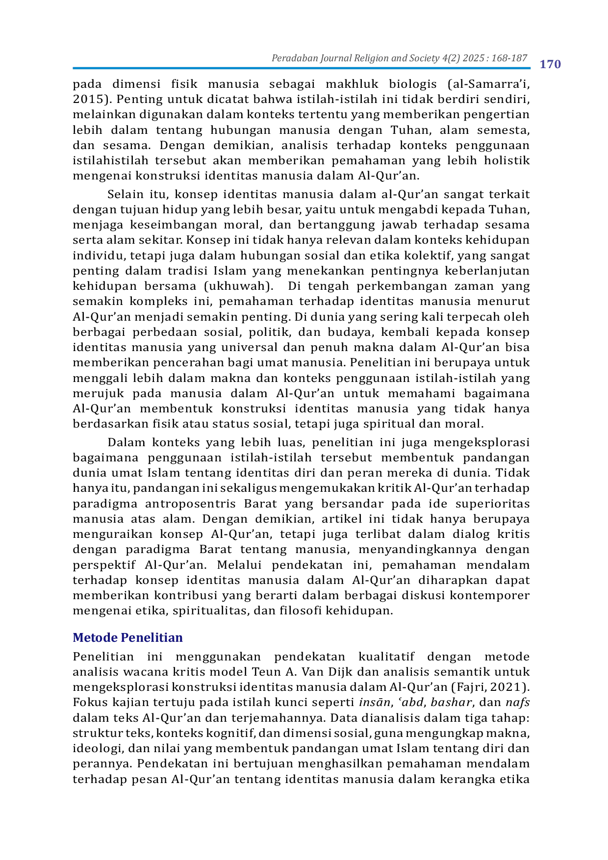 JURIS Konstruksi Identitas Manusia dalam Al Qur an