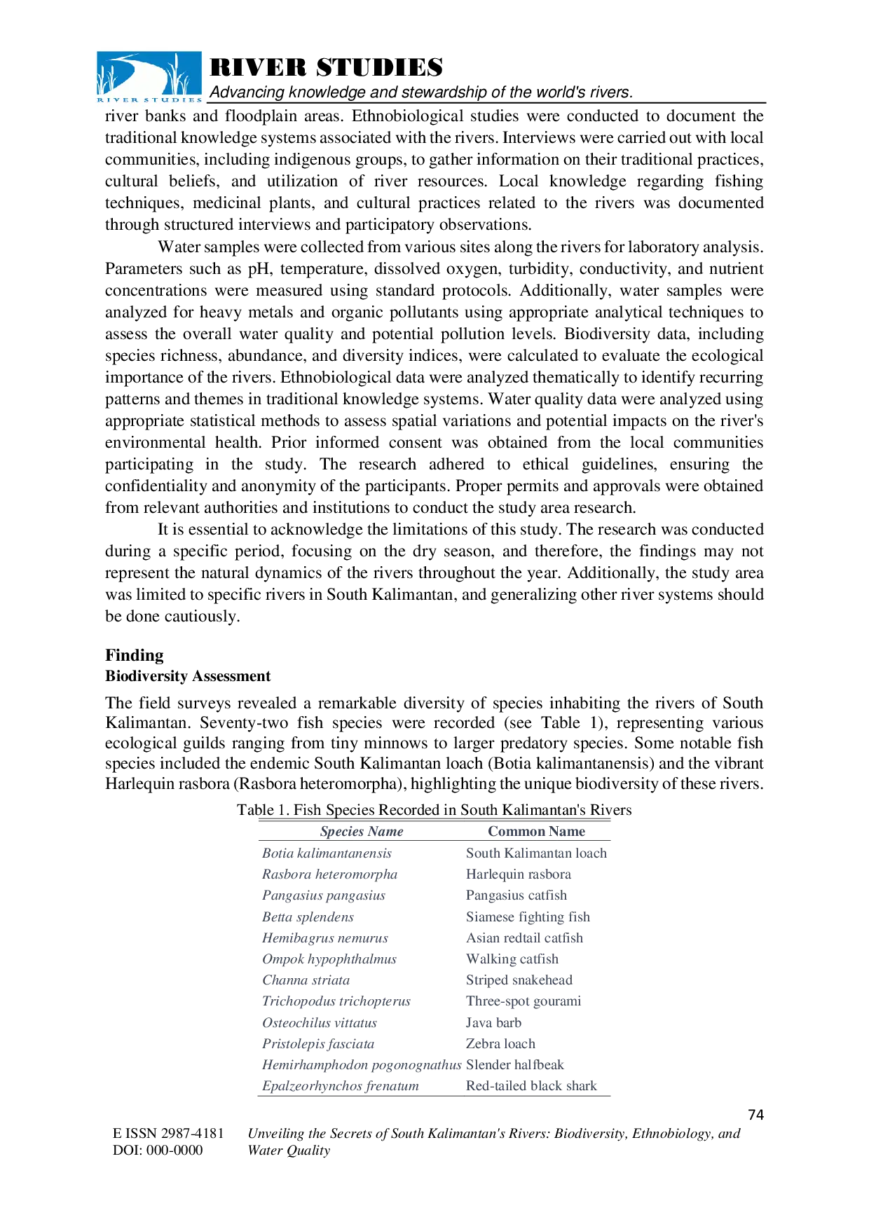 JURIS Unveiling the Secrets of South Kalimantan s Rivers Biodiversity Ethnobiology and Water Quality