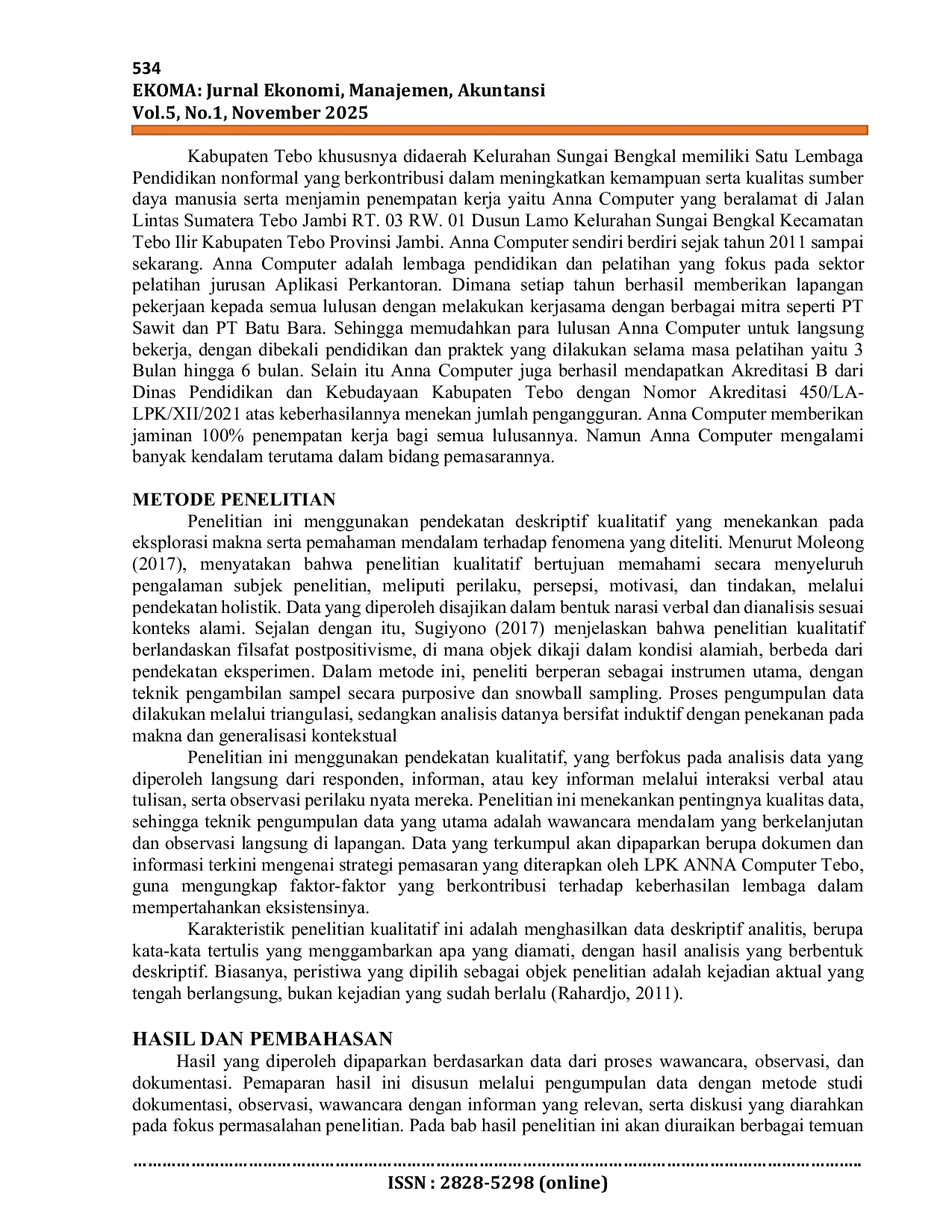 JURIS Strategi Pemasaran Lembaga Pendidikan dan Pelatihan Anna Computer