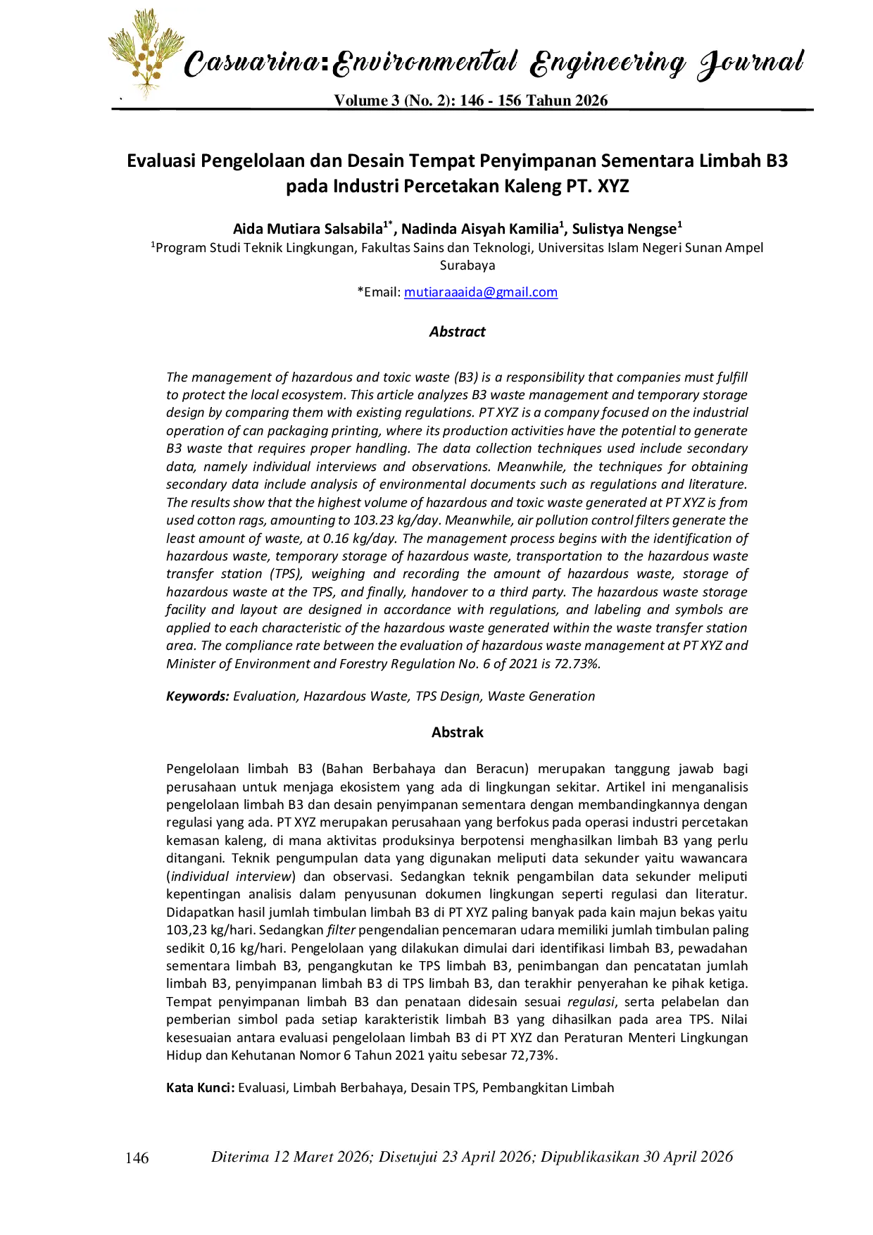 JURIS Identification Design of Temporary Storage Sites TPS and Evaluation of Hazardous and Toxic Waste B3 Management at PT XYZ s Can Printing Facility Bahasa Inggris