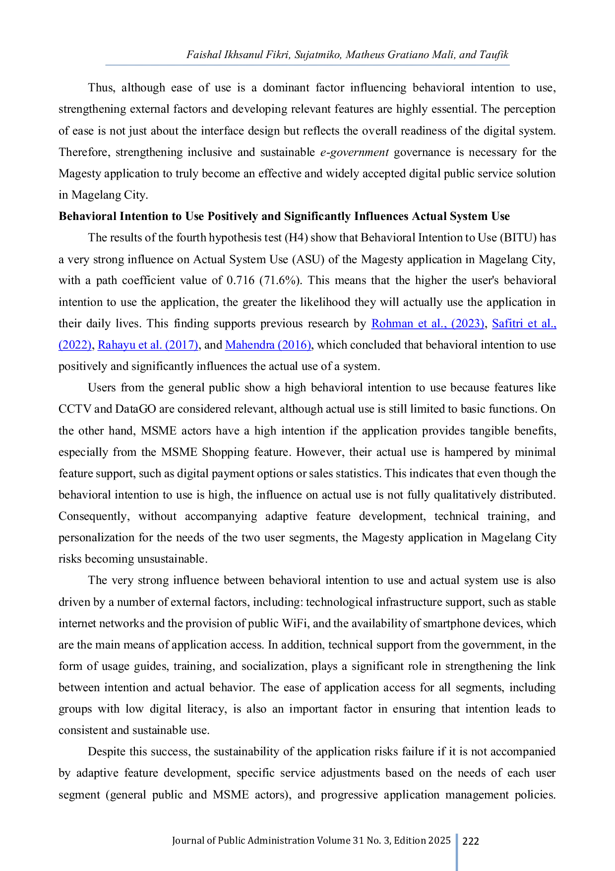 JURIS The Use of the Technology Acceptance Model TAM in Measuring User Acceptance of the Magelang Smart City Application MAGESTY in Magelang City