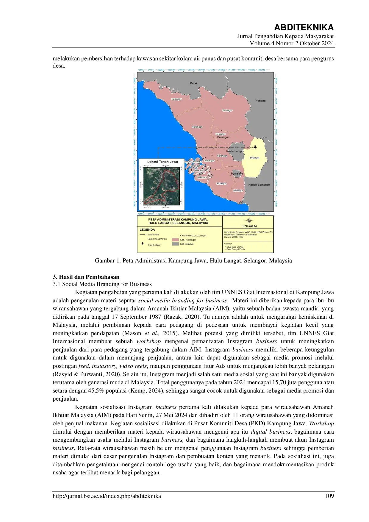 JURIS Pendampingan Edukasi Digital Entrepreneur Serta Literasi Digital dan Bahasa Bagi Masyarakat Kampung Jawa Malaysia