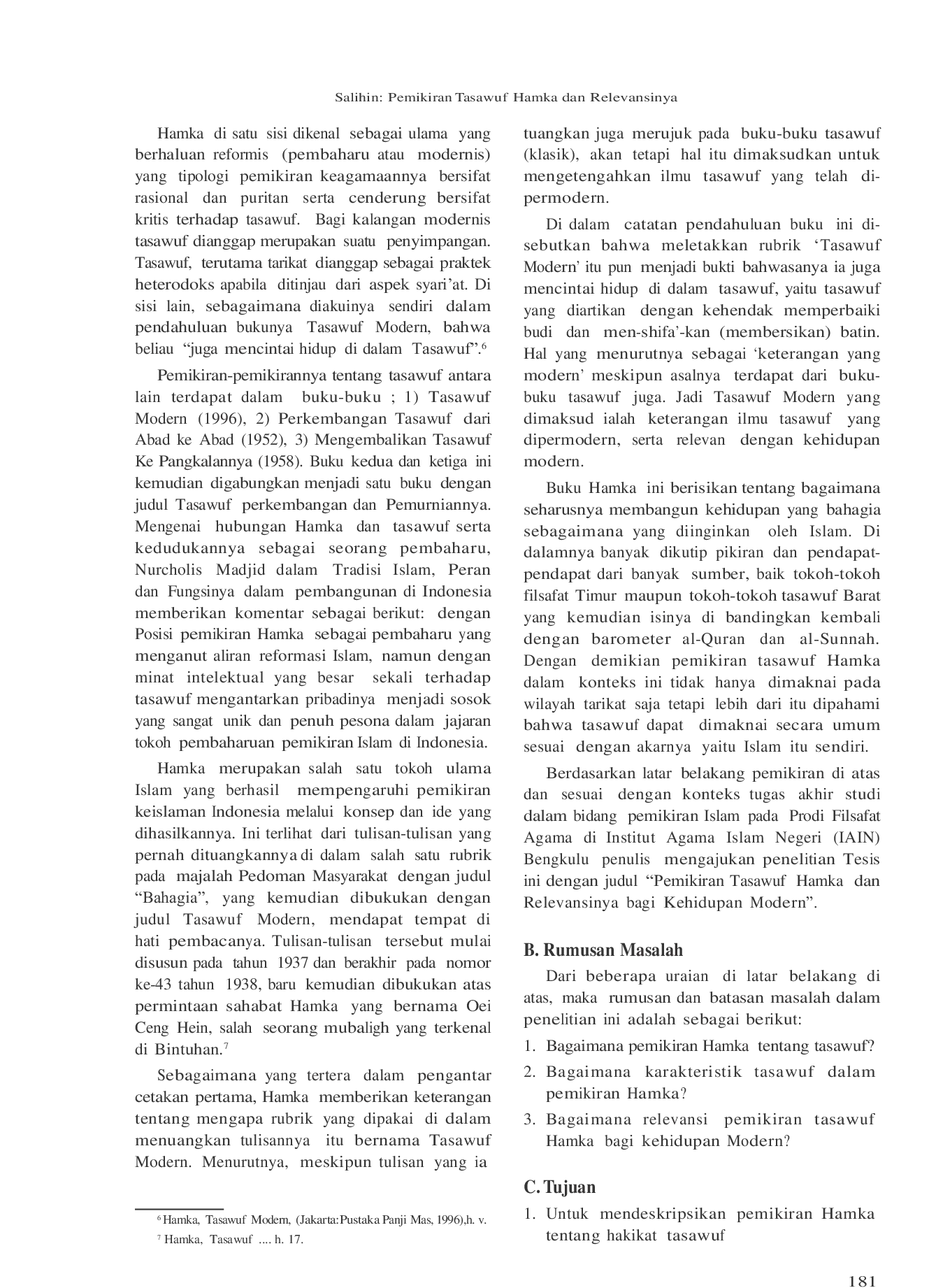 JURIS Pemikiran Tasawuf Hamka Dan Relevansinya Bagi Kehidupan Modern