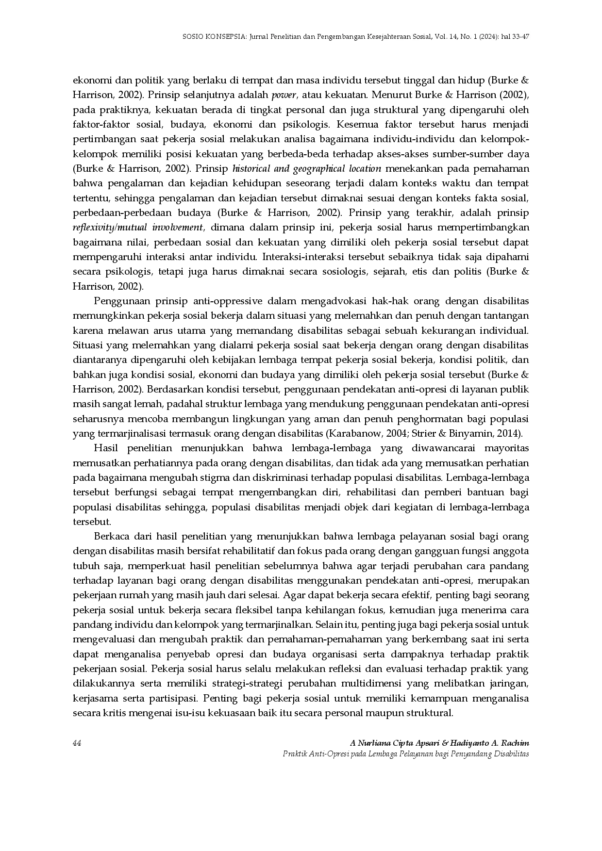 juris Praktik Anti Opresi pada Lembaga Pelayanan bagi Penyandang Disabilitas