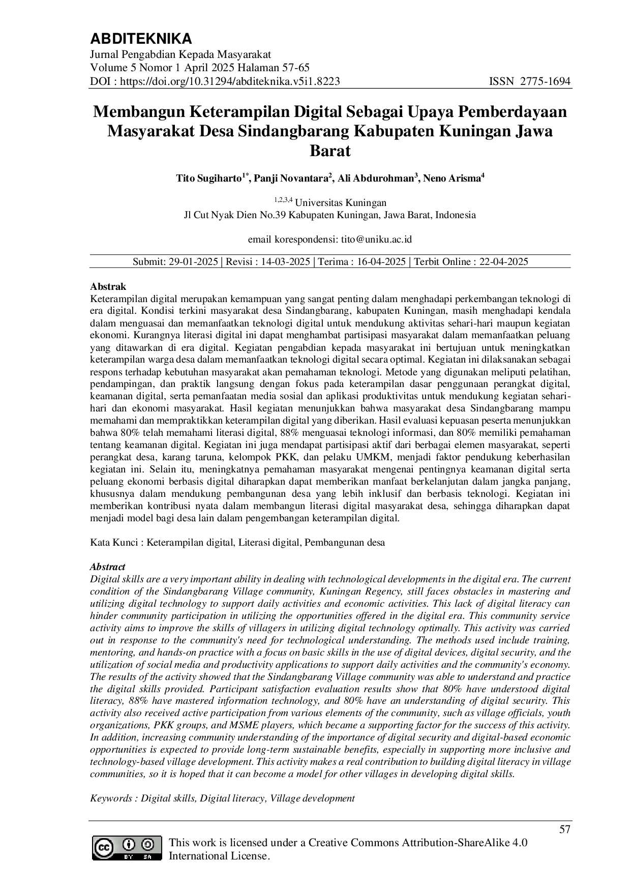 JURIS Membangun Keterampilan Digital Sebagai Upaya Pemberdayaan Masyarakat Desa Sindangbarang Kabupaten Kuningan Jawa Barat