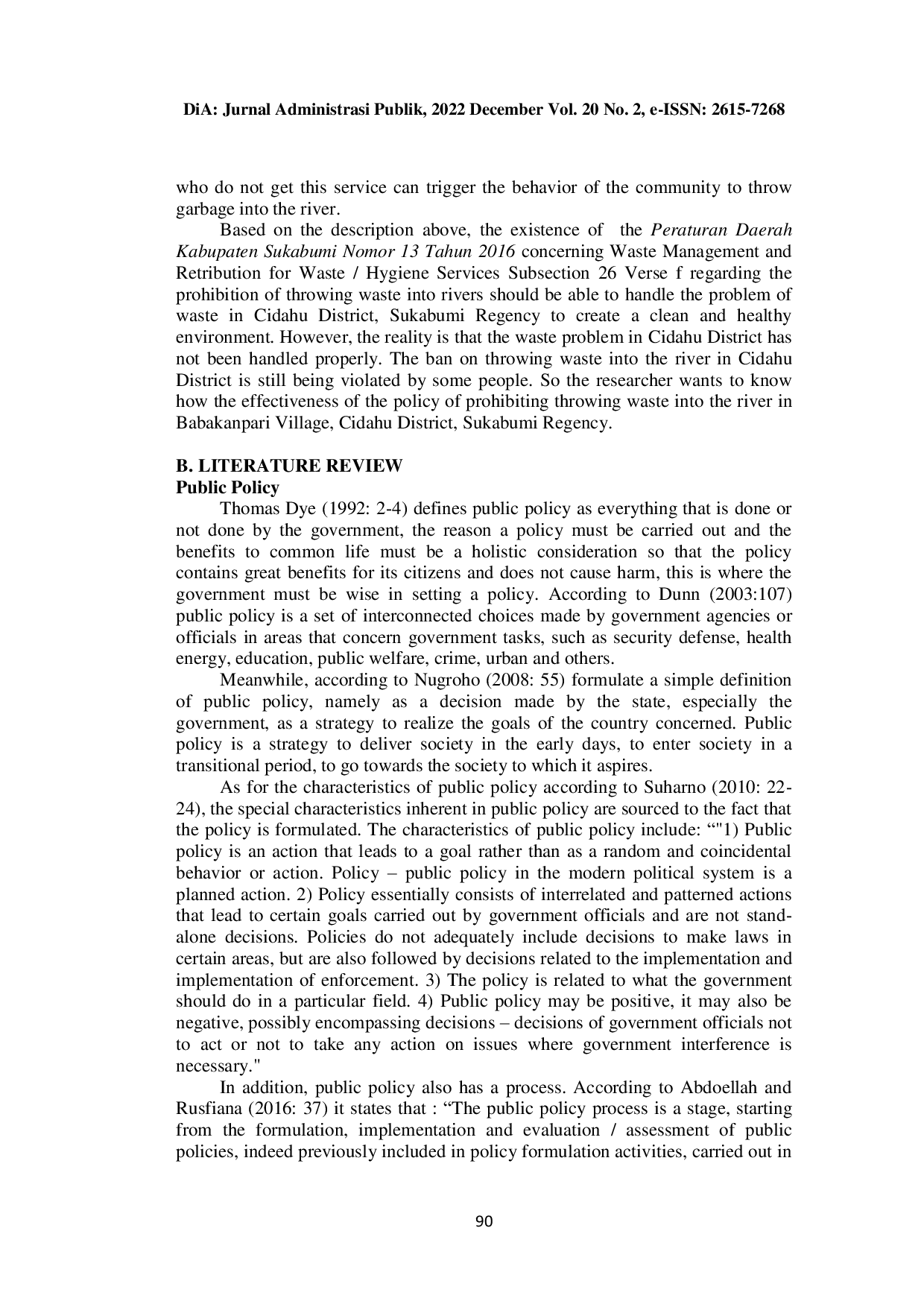 JURIS The Effectiveness of Policy Prohibition of Throwing Waste into the River in Babakanpari Village Cidahu District Sukabumi Regency