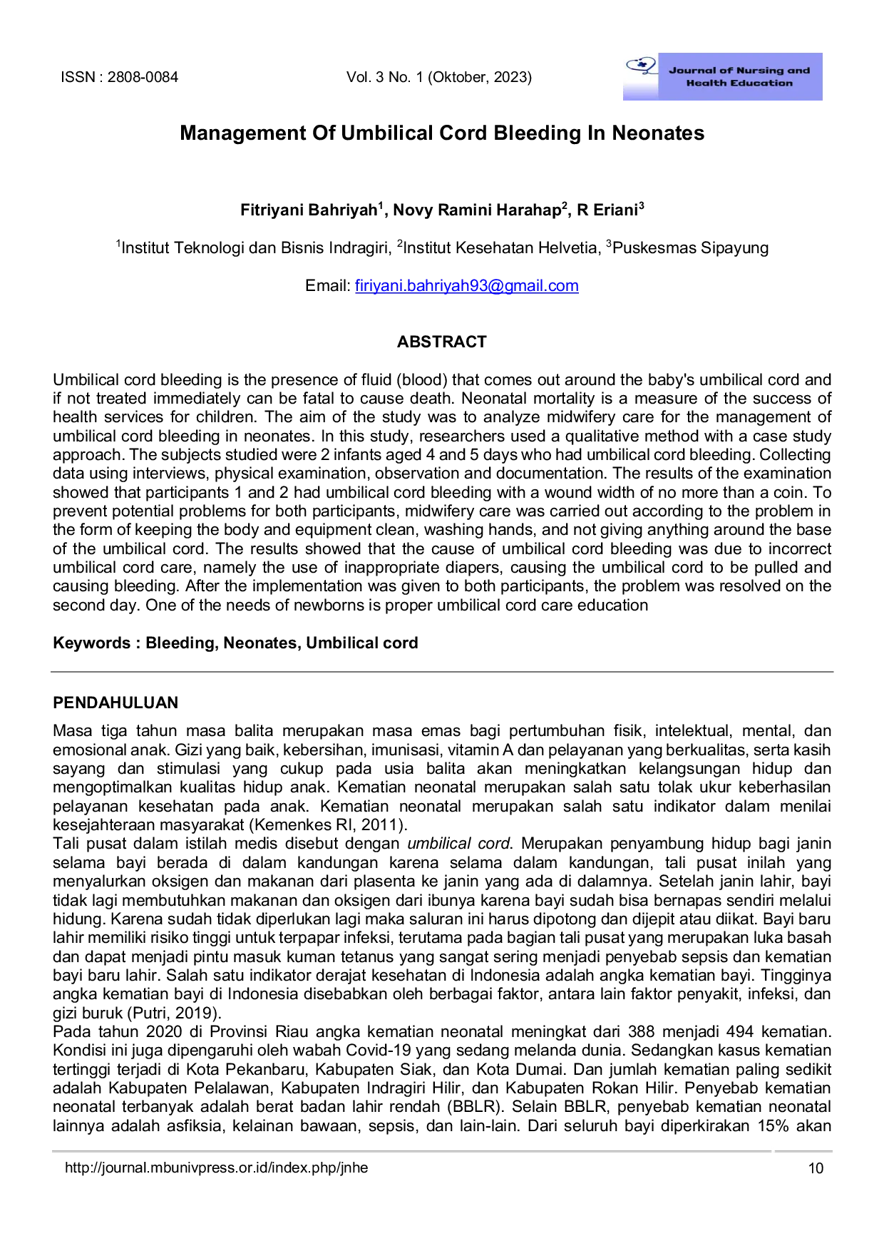 JURIS Management Of Umbilical Cord Bleeding In Neonates
