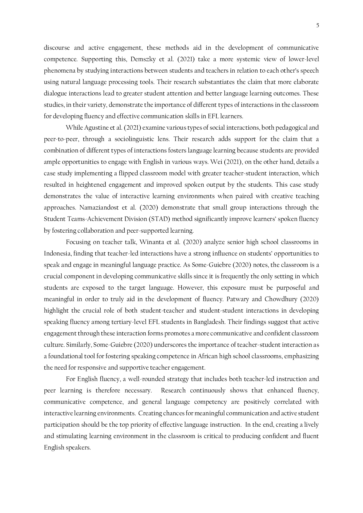 JURIS Classroom Interaction and Second Language Speaking Fluency A Systematic Review