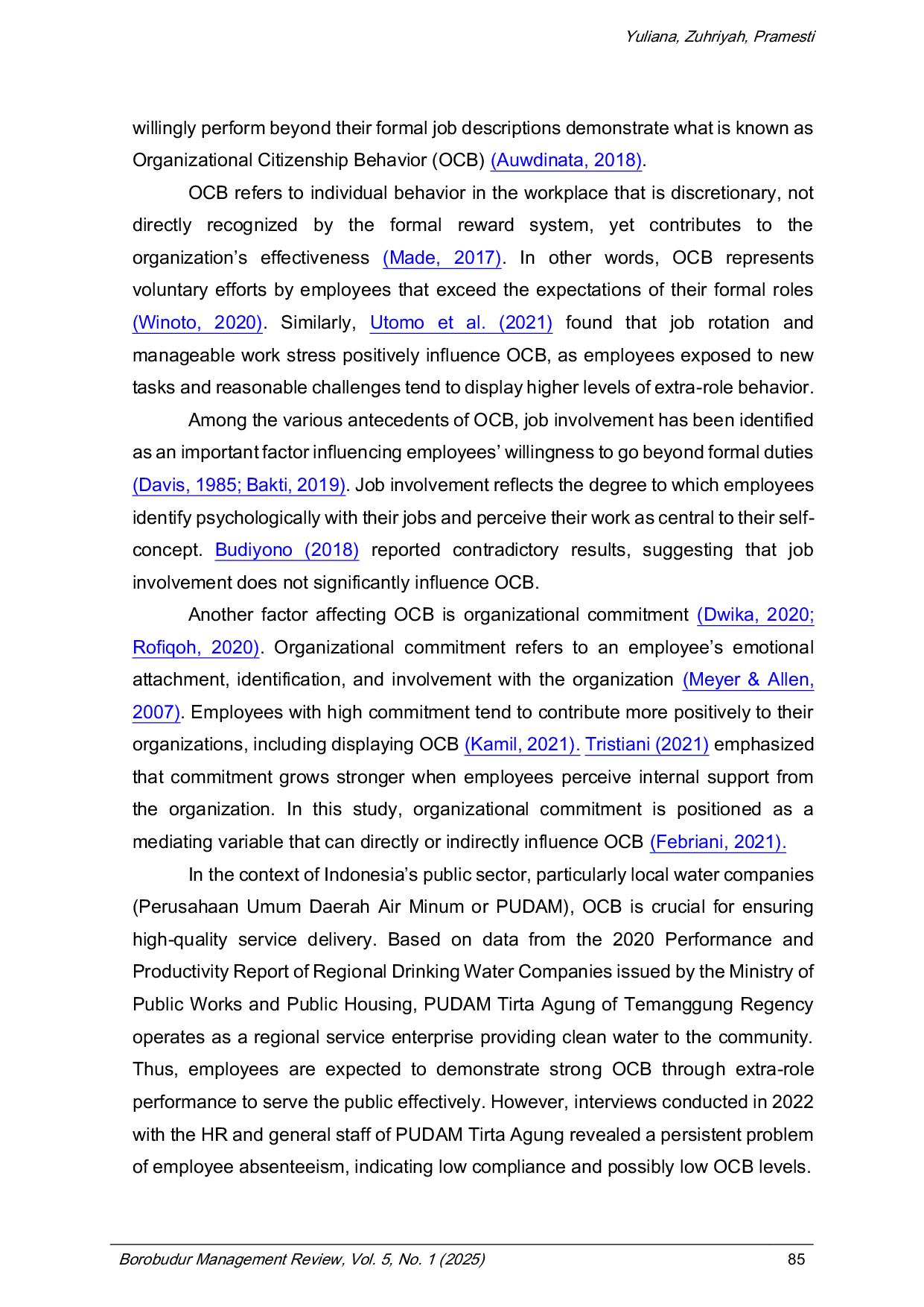 JURIS The Effect of Job Involence and Organizational Justice on Organizational Citizenship Behavior with Organizational Commitment as a Mediating Variable