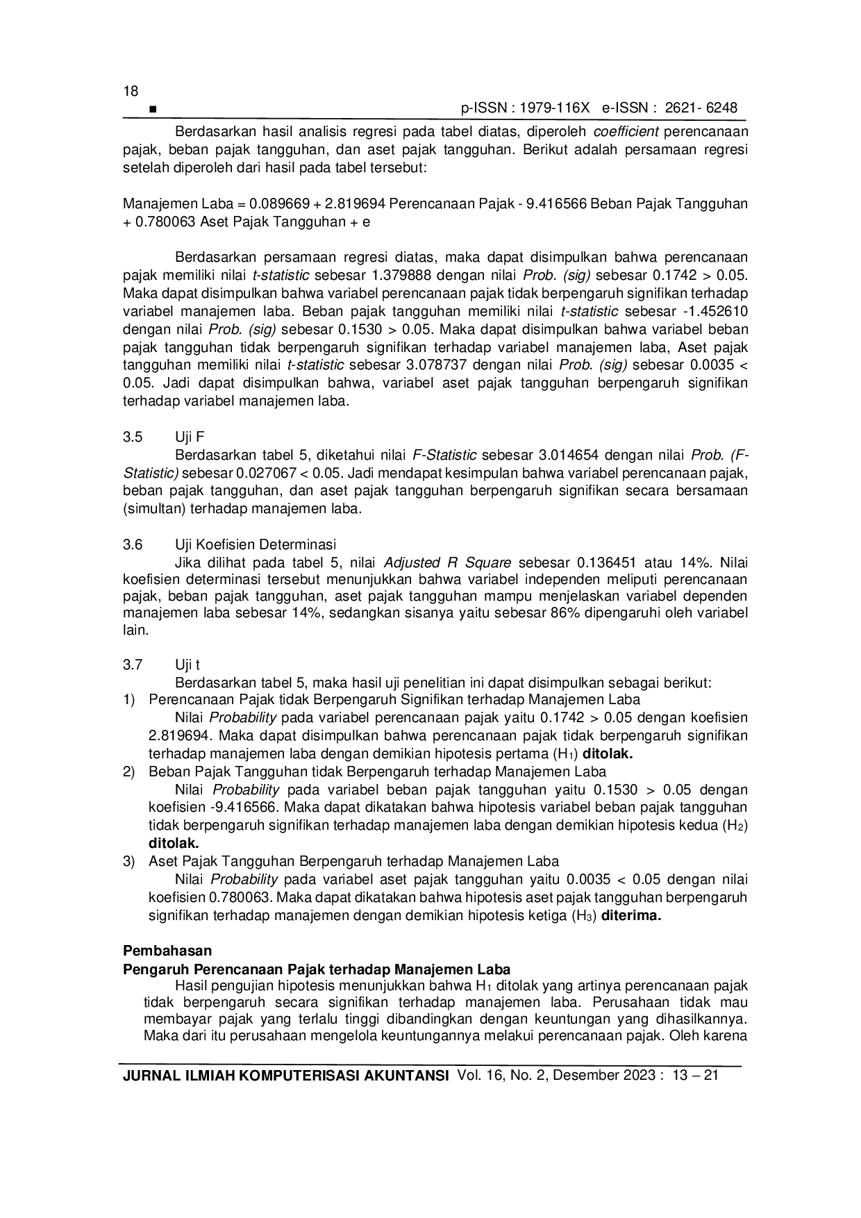 JURIS Determinan Manajemen Laba Pada Perusahaan Manufaktur Consumer Non Cyclicals Periode 2019 2022