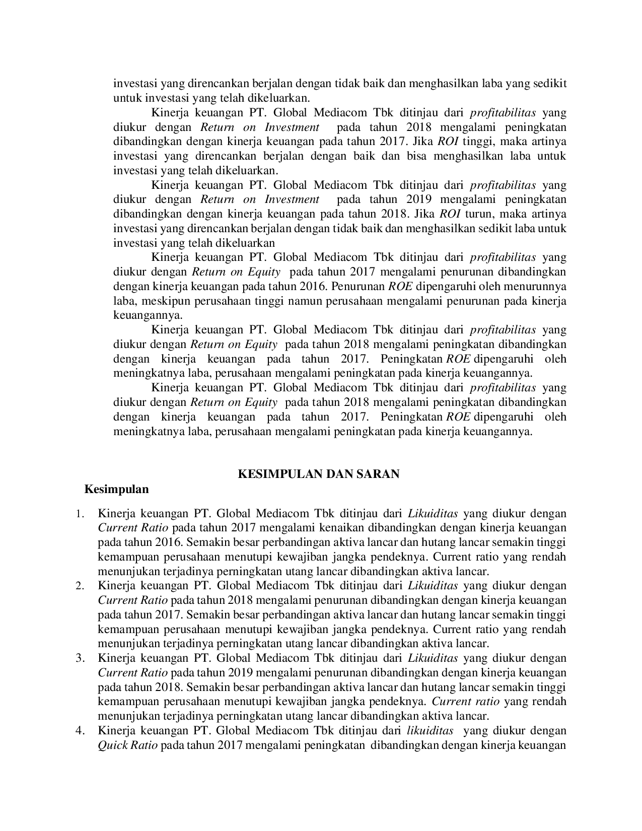 JURIS ANALISIS KINERJA KEUANGAN PT Global Mediacom Tbk