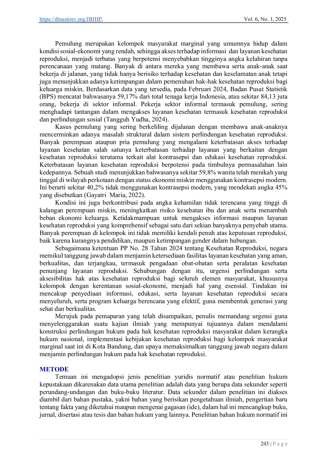 JURIS Perlindungan Hukum Atas Hak Kesehatan Reproduksi Masyarakat Dalam Perspektif Hukum Kesehatan