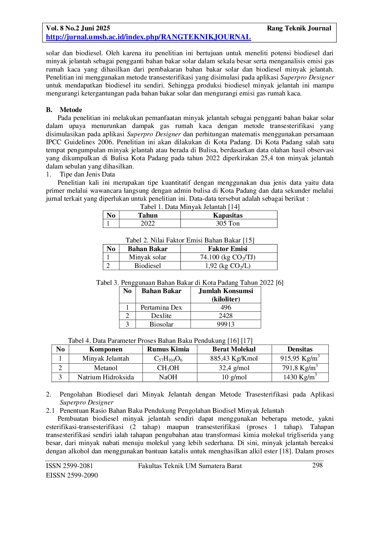 JURIS Pemanfaatan Minyak Jelantah Sebagai Pengganti Bahan Bakar Solar Dalam Upaya Menurunkan Dampak Gas Rumah Kaca Studi Kasus Kota Padang Sumatera Barat