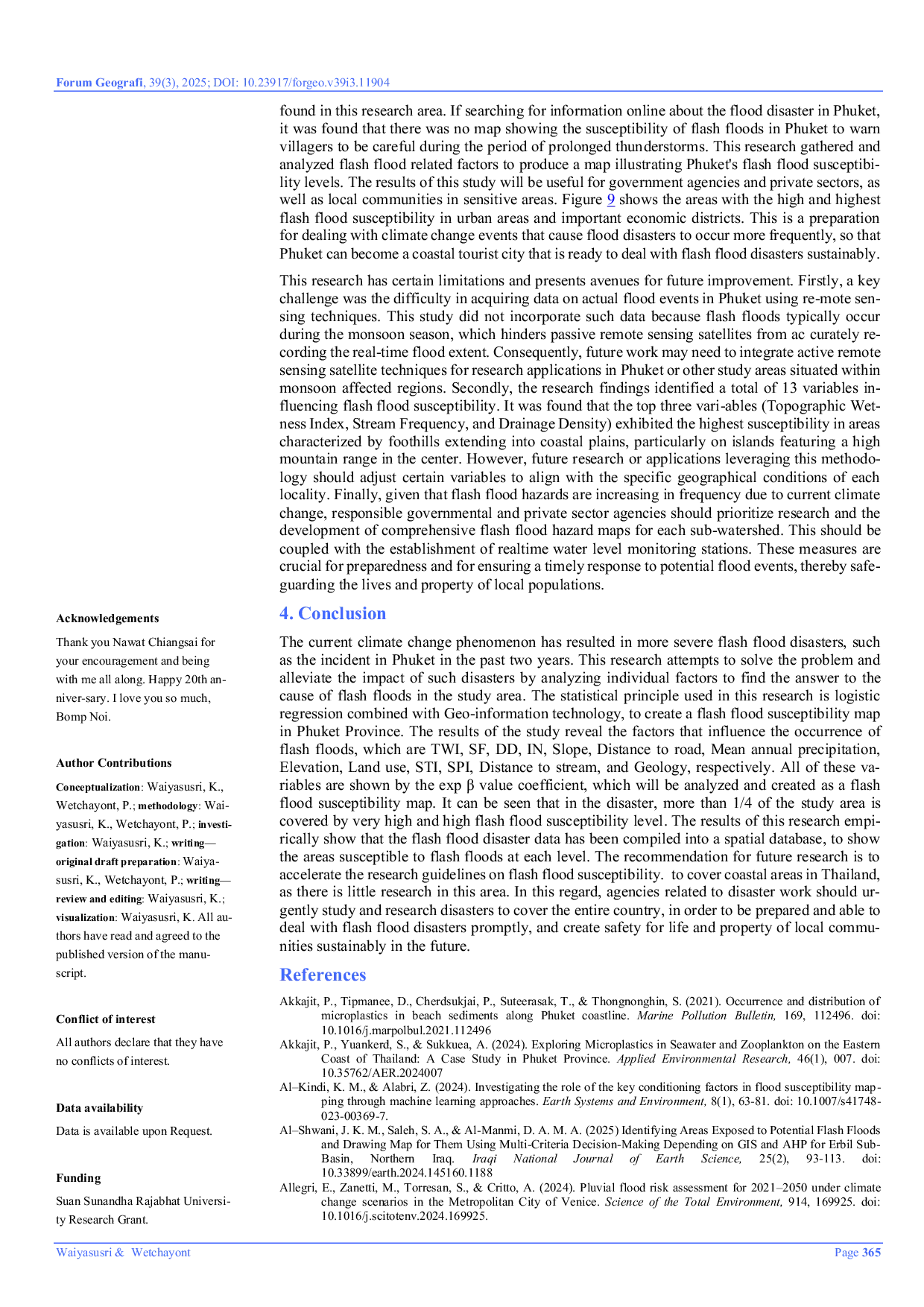 JURIS Flash Flood Susceptibility Mapping in Phuket Province Thailand An Integrated Geo Information Technology and Logistic Regression Approach