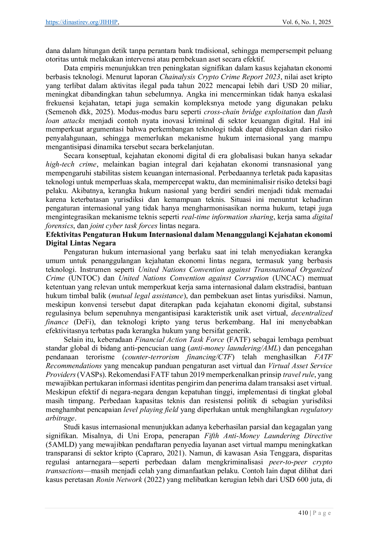 JURIS Kejahatan Ekonomi Berbasis Digital Strategi Harmonisasi Regulasi Internasional dalam Menanggulangi Tindak Pidana Keuangan Global