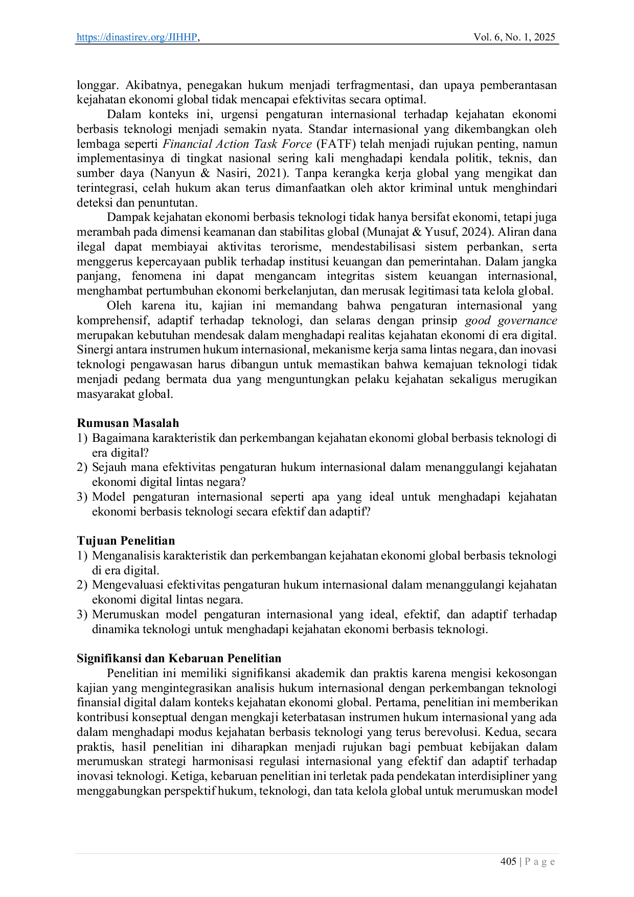 JURIS Kejahatan Ekonomi Berbasis Digital Strategi Harmonisasi Regulasi Internasional dalam Menanggulangi Tindak Pidana Keuangan Global