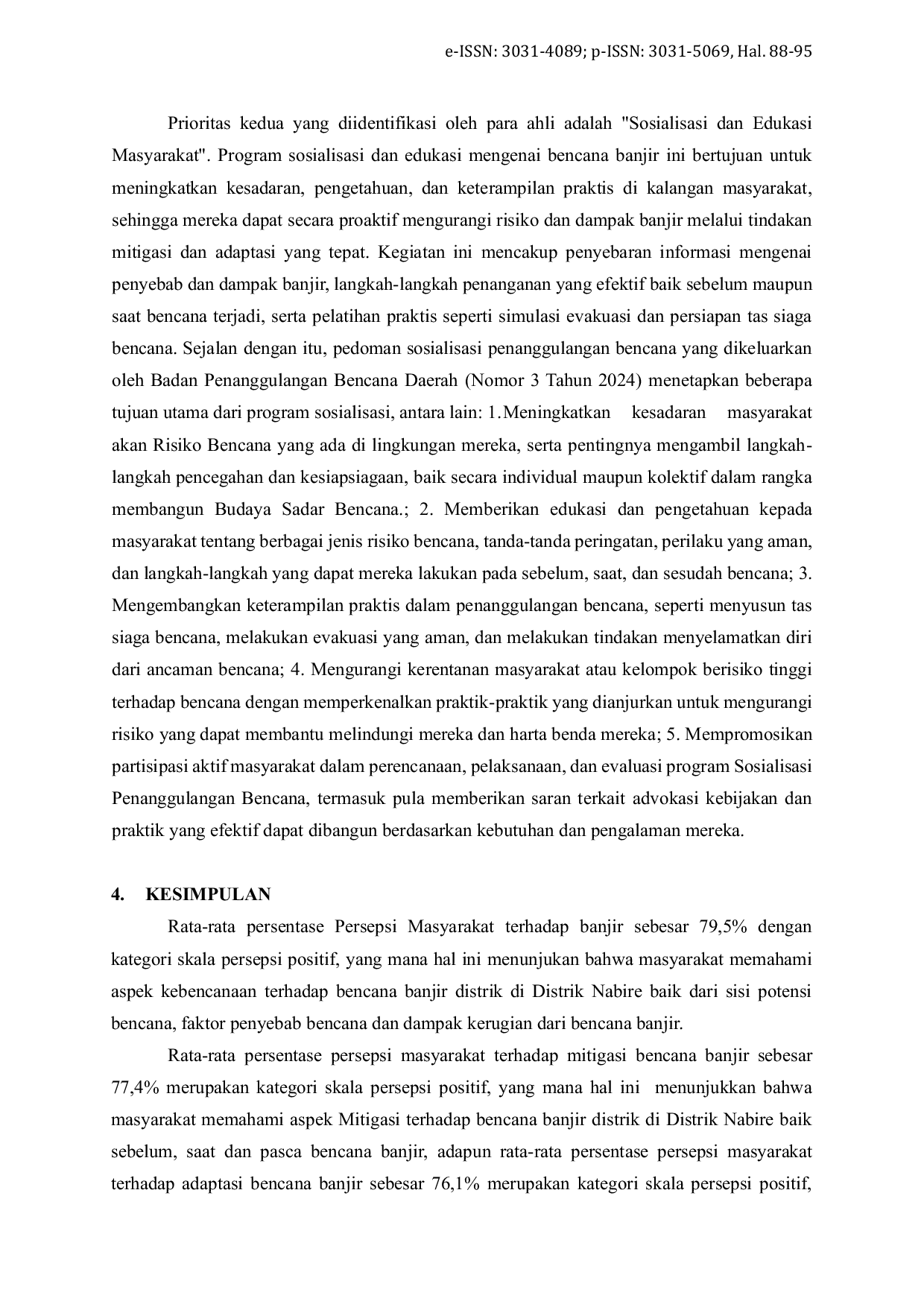 JURIS Strategi Mitigasi dan Adaptasi Bencana Banjir di Distrik Nabire Kabupaten Nabire