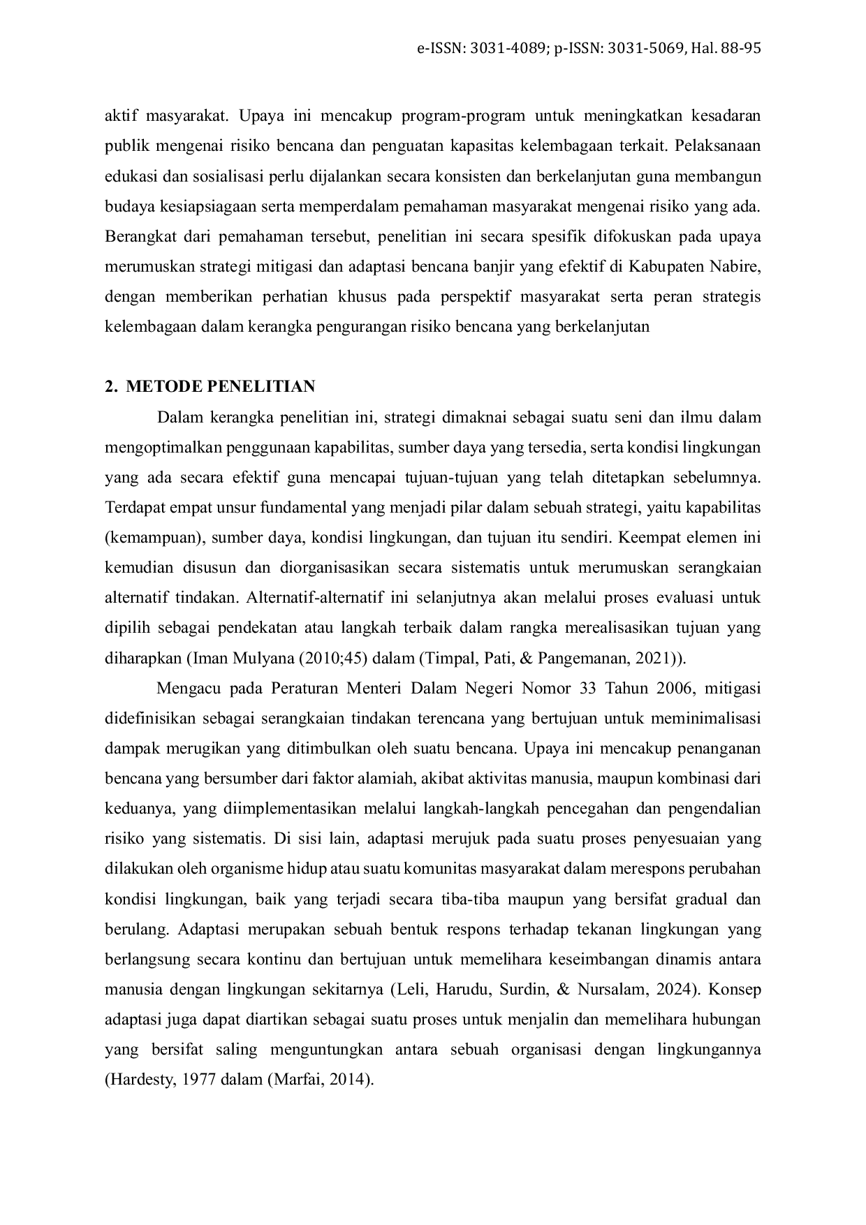 JURIS Strategi Mitigasi dan Adaptasi Bencana Banjir di Distrik Nabire Kabupaten Nabire