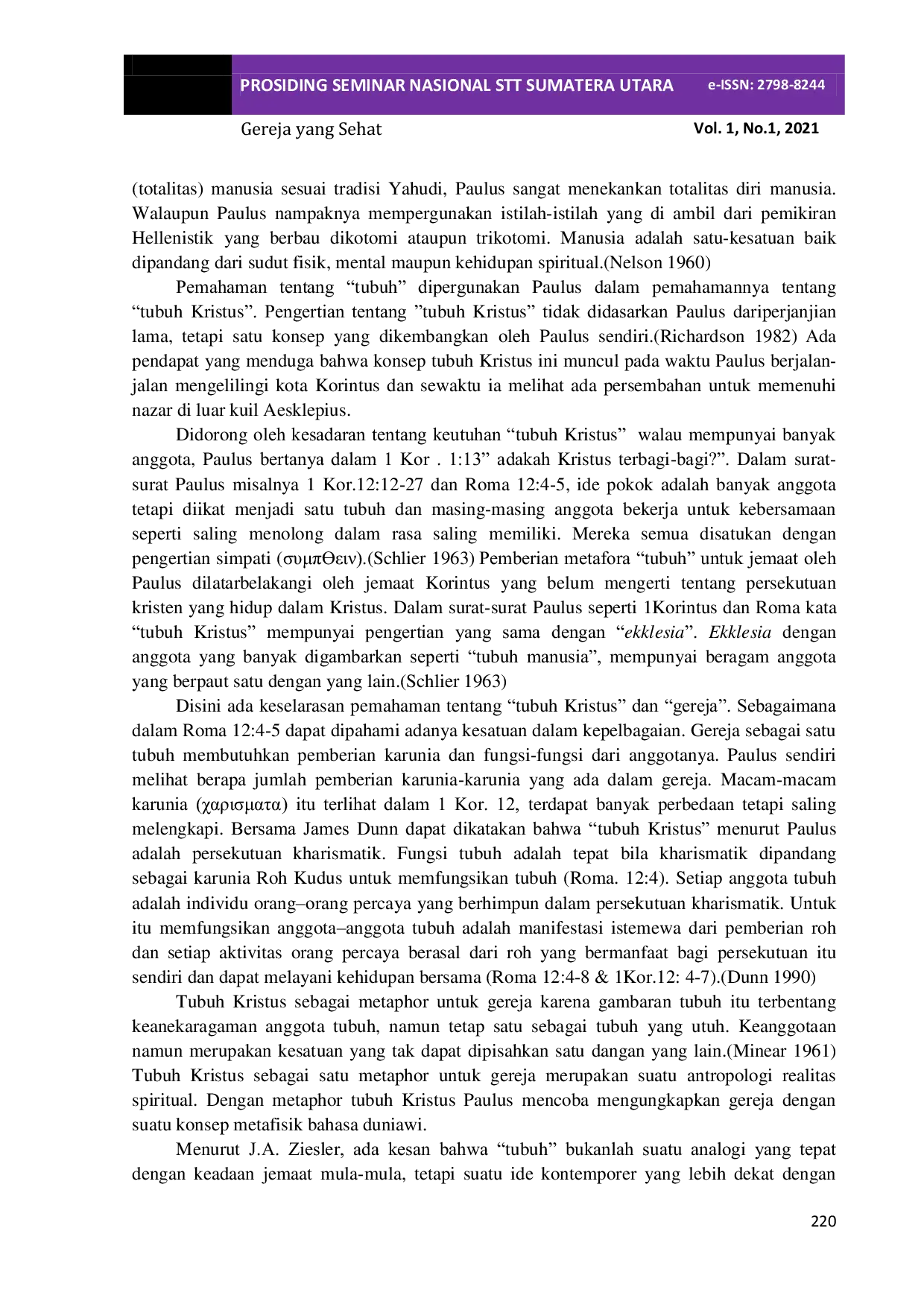 JURIS Tubuh Kristus sebagai Gereja dalam Perspektif Paulus