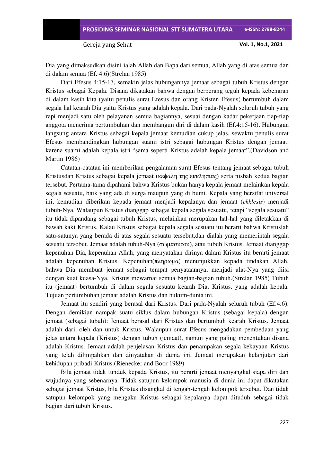 JURIS Tubuh Kristus sebagai Gereja dalam Perspektif Paulus