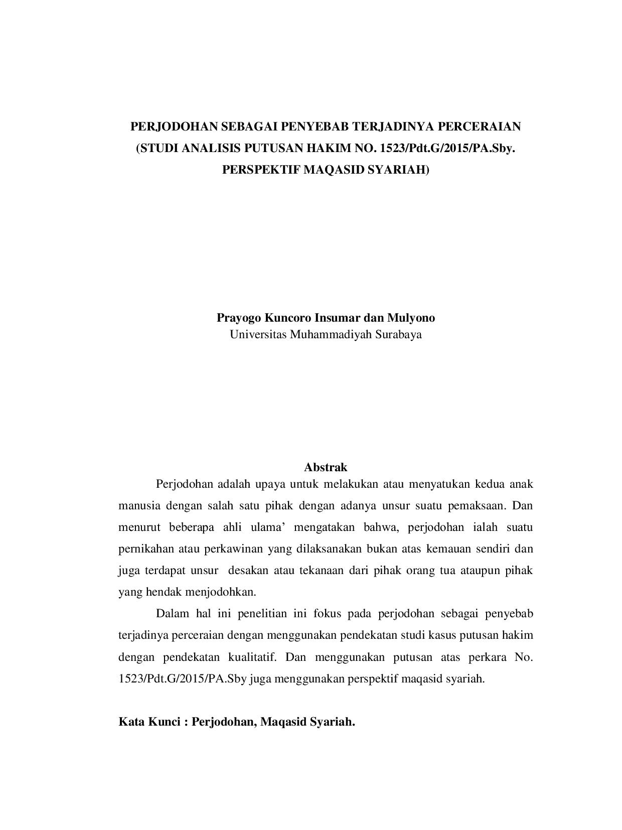 JURIS Perjodohan Sebagai Penyebab Terjadinya Perceraian