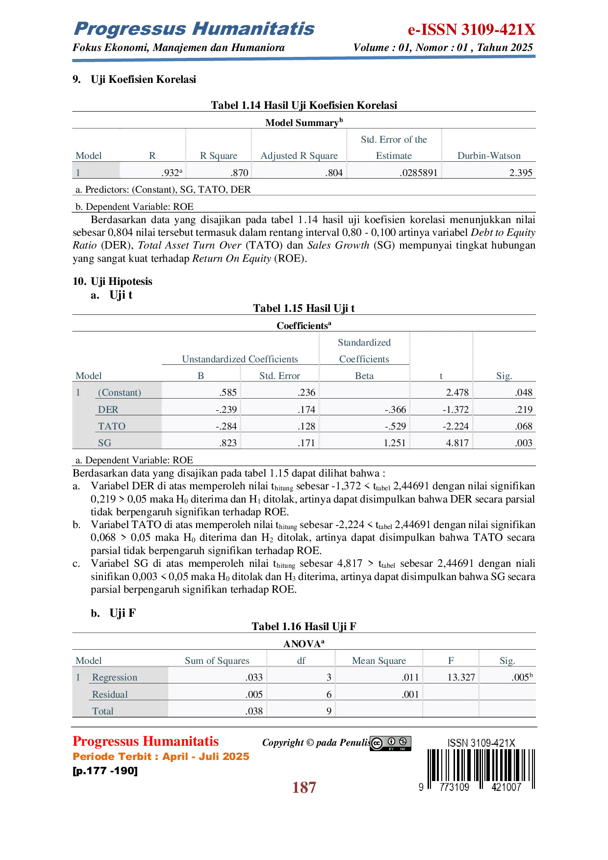 JURIS Pengaruh Rasio Solvabilitas Rasio Aktivitas dan Rasio Pertumbuhan terhadap Rasio Profitabilitas pada PT Gudang Garam Tbk Tahun 2015 2024