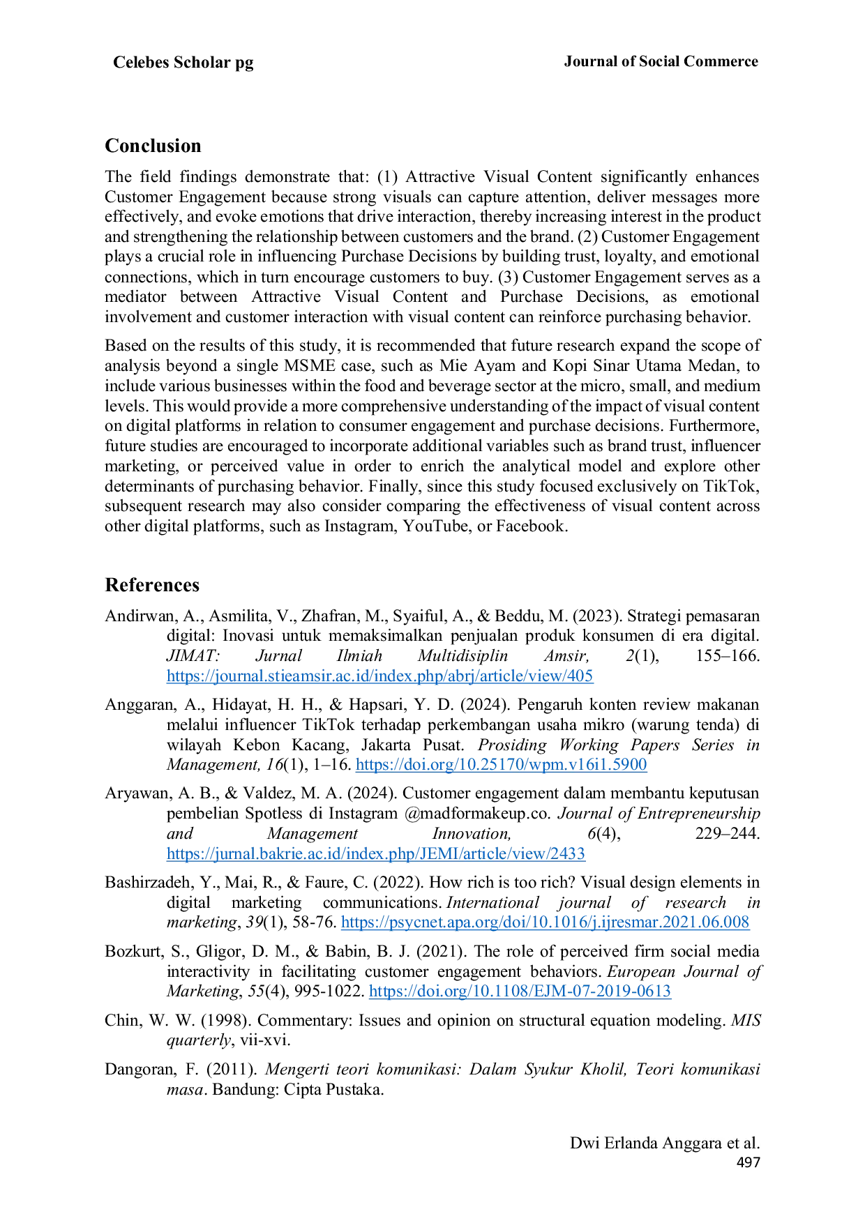 JURIS The Influence of Visual Content on TikTok Social Media Toward Customer Engagement in the Food and Beverage Industry on Product Purchase Decisions