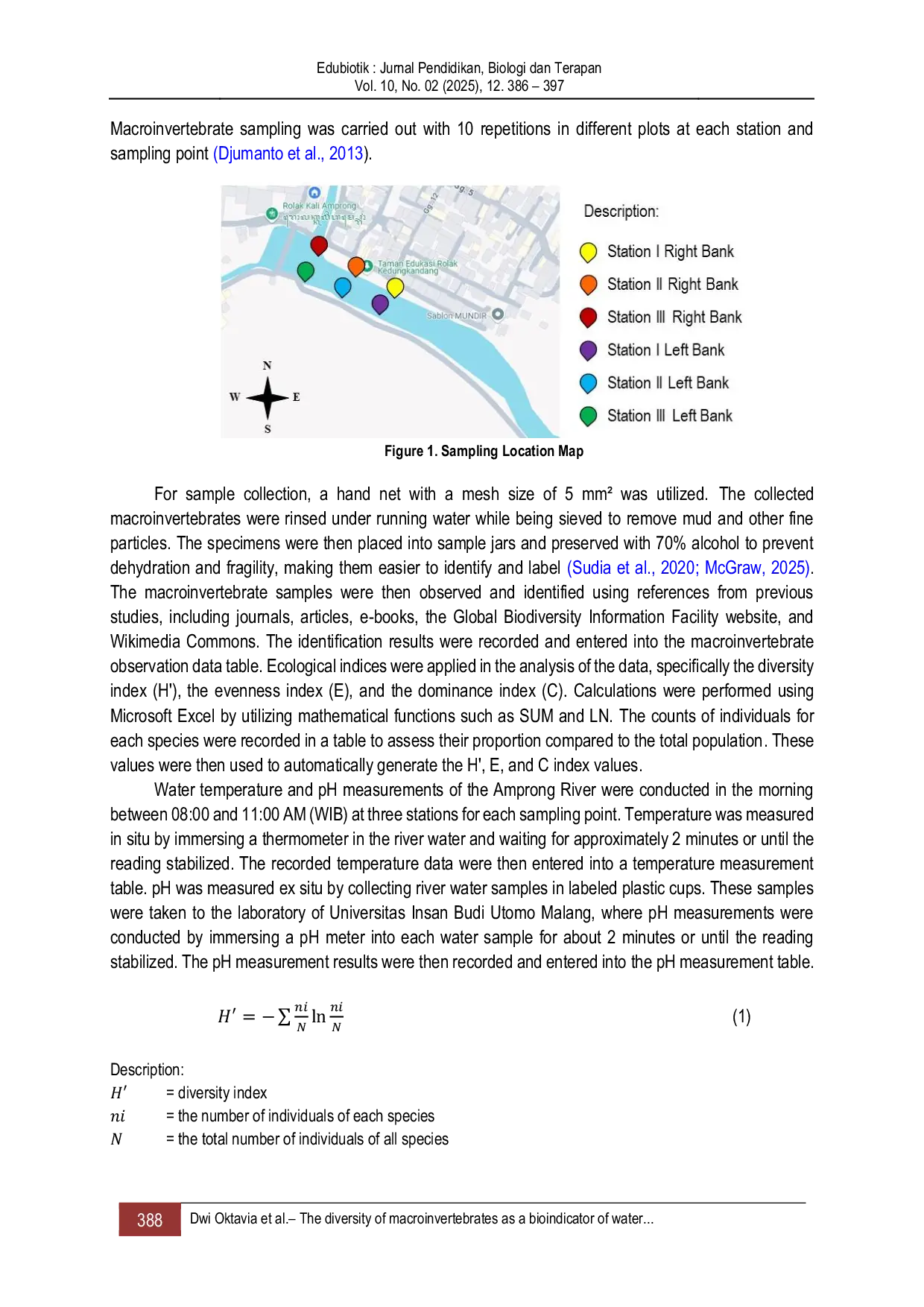 JURIS The diversity of macroinvertebrates as a bioindicator of water quality in the Amprong River Kedungkandang District