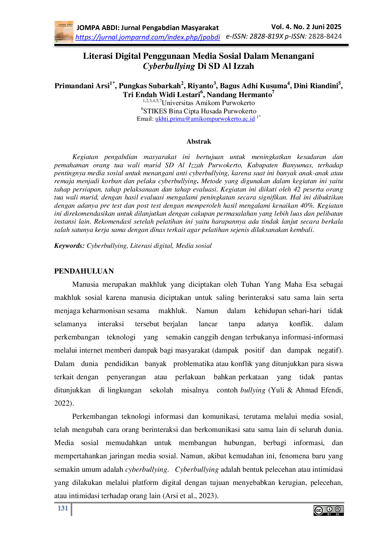 JURIS Literasi Digital Penggunaan Media Sosial Dalam Menangani Cyberbullying Di SD Al Izzah