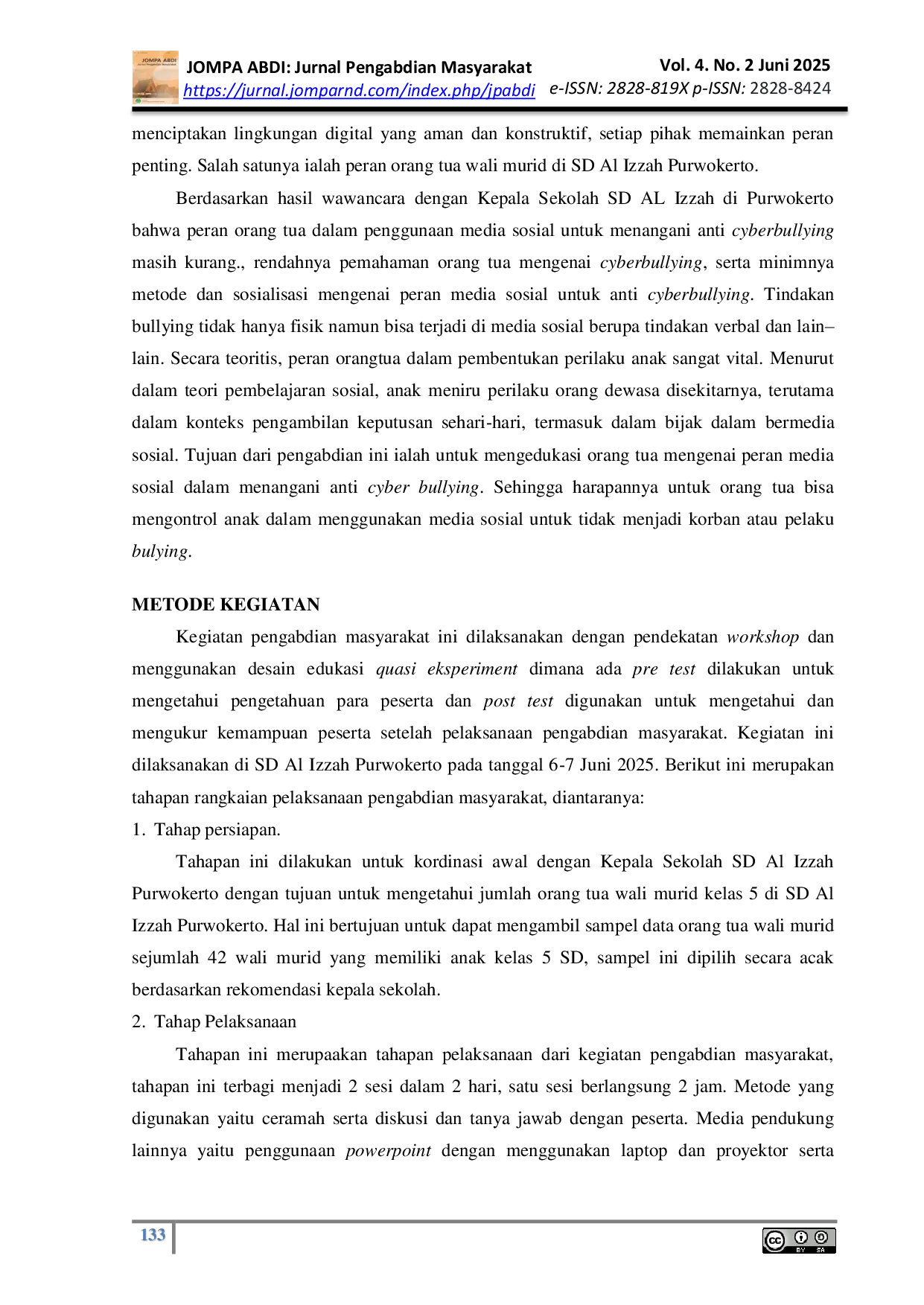 JURIS Literasi Digital Penggunaan Media Sosial Dalam Menangani Cyberbullying Di SD Al Izzah