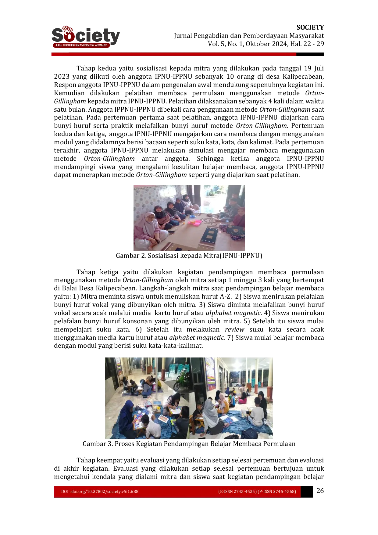 JURIS Pendampingan Belajar Membaca Permulaan Menggunakan Metode Orton Gillingham Pada Siswa Sekolah Dasar