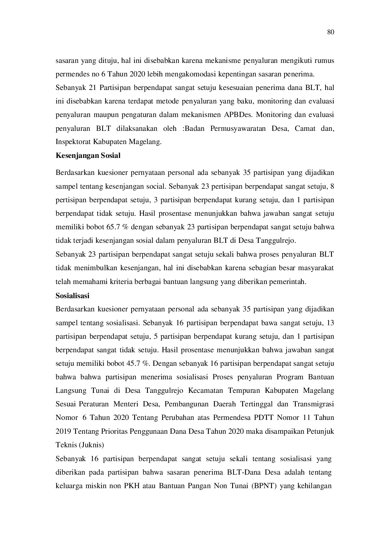 JURIS Implementasi PermenDes No 6 Tahun 2020 Tentang Prioritas Penggunaan Dana Desa Program Penyaluran Blt Tahun 2020 Di Desa Tanggulrejo Kecamatan Tempuran Kabupaten Magelang
