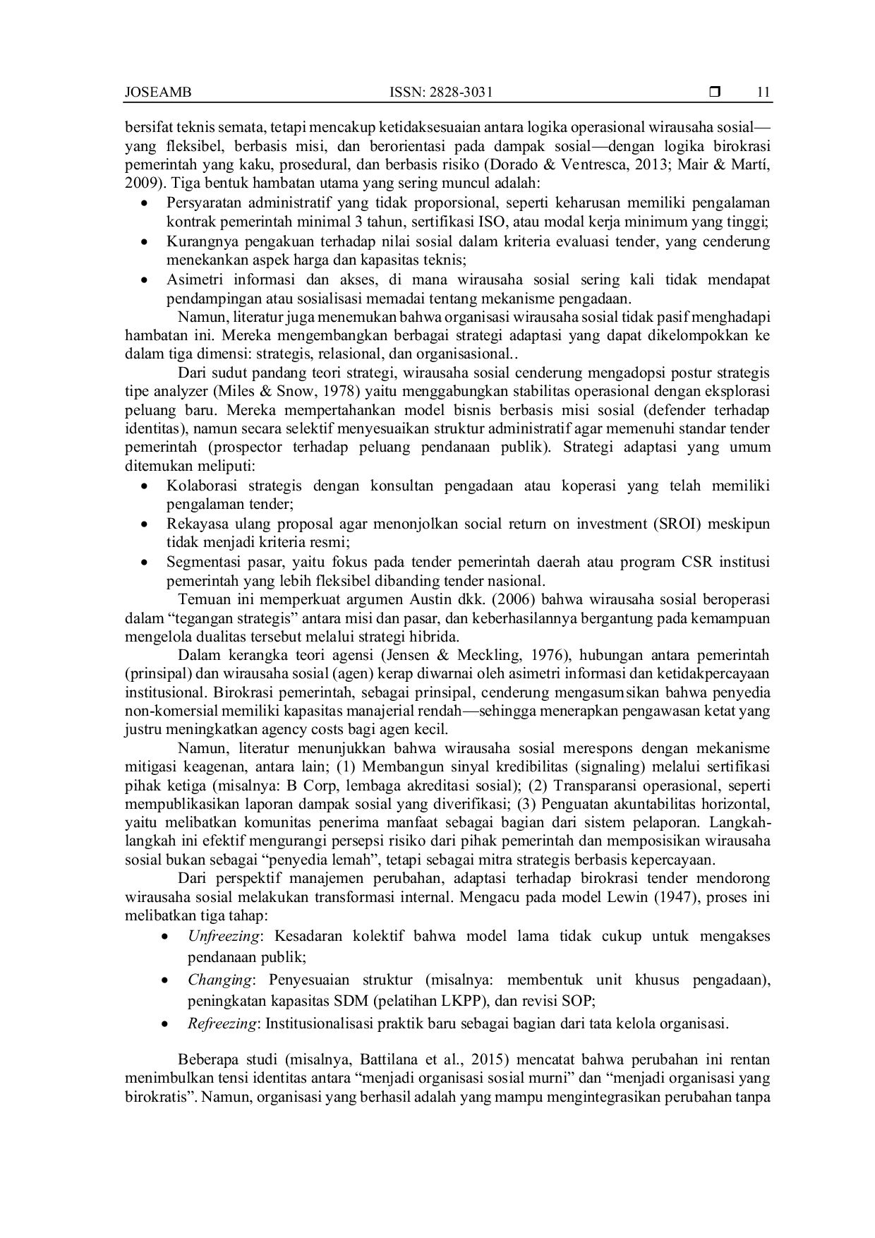 JURIS Strategi Adaptasi Organisasi Wirausaha Sosial Menghadapi Hambatan Birokrasi dalam Proses Tender Pemerintah