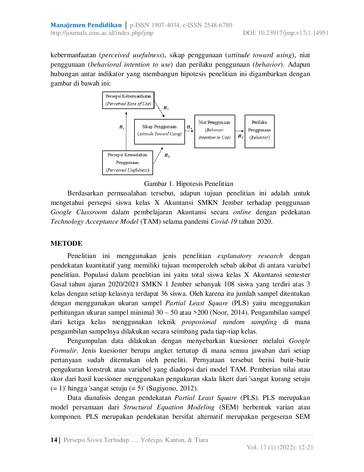 JURIS Persepsi Siswa Terhadap Penggunaan Google Classroom Dalam Pembelajaran Akuntansi Dengan Pendekatan Technology Acceptance Model TAM