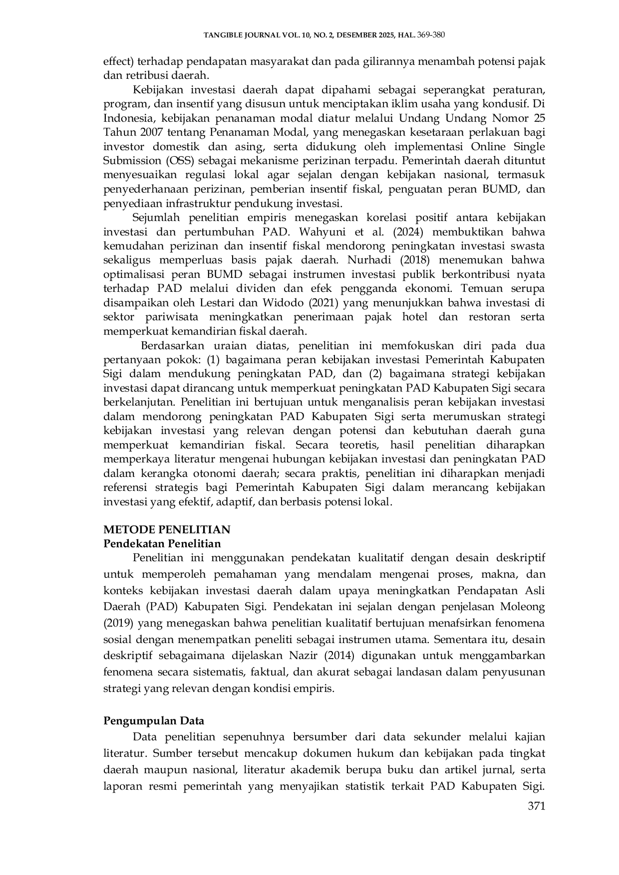 JURIS Peran Kebijakan Investasi dalam Strategi Peningkatan Pendapatan Asli Daerah PAD di Kabupaten Sigi