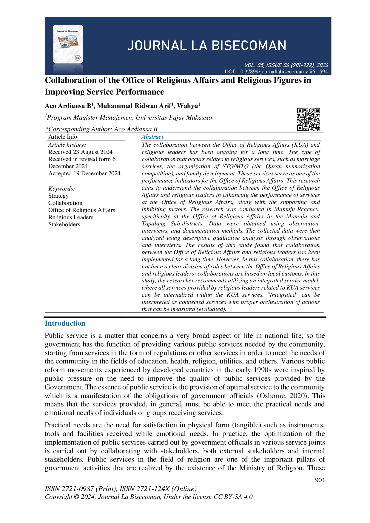 JURIS Collaboration of the Office of Religious Affairs and Religious Figures in Improving Service Performance