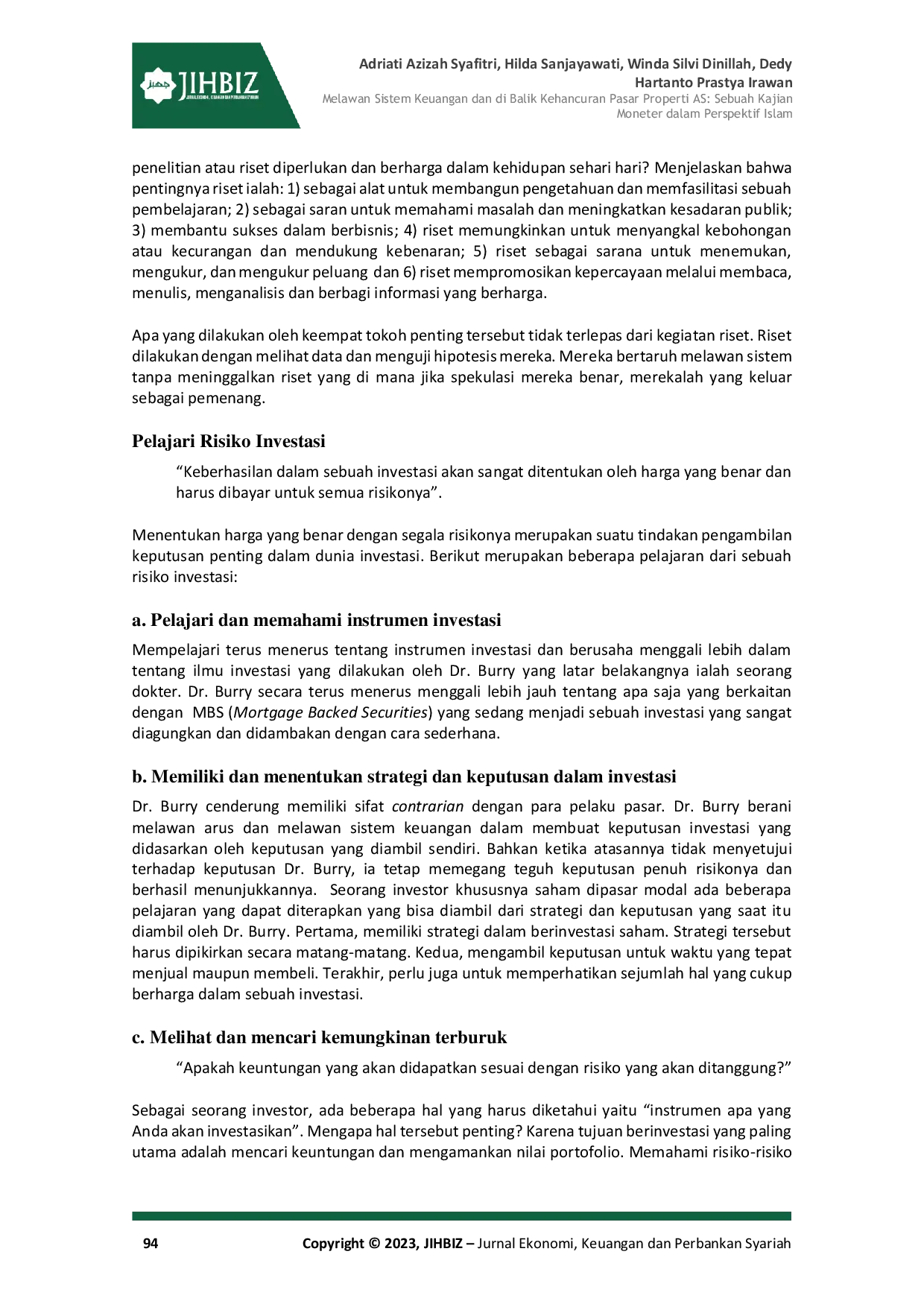 JURIS Against the Financial System and Behind the US Property Market Crash A Monetary Study in an Islamic Perspective