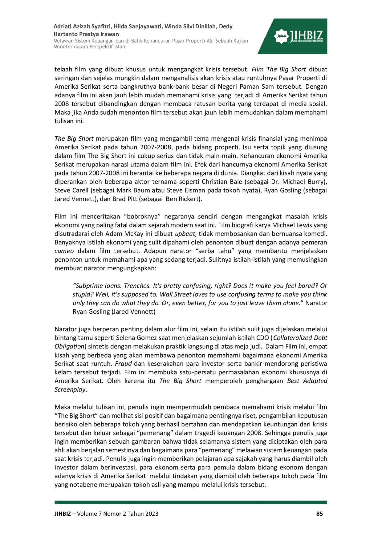 JURIS Against the Financial System and Behind the US Property Market Crash A Monetary Study in an Islamic Perspective