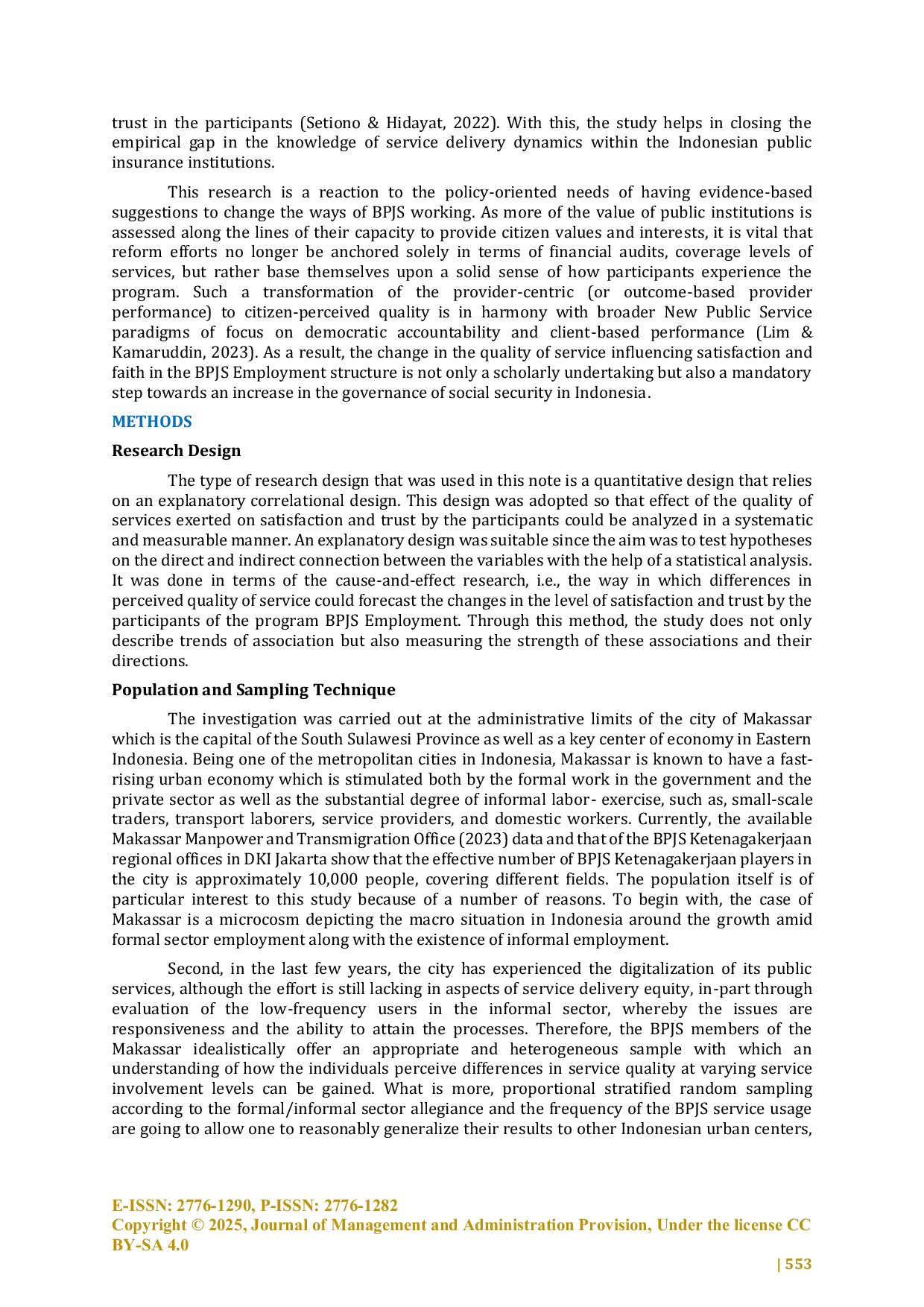 JURIS The Influence of Service Quality on BPJS Employment Participant Satisfaction and Trust