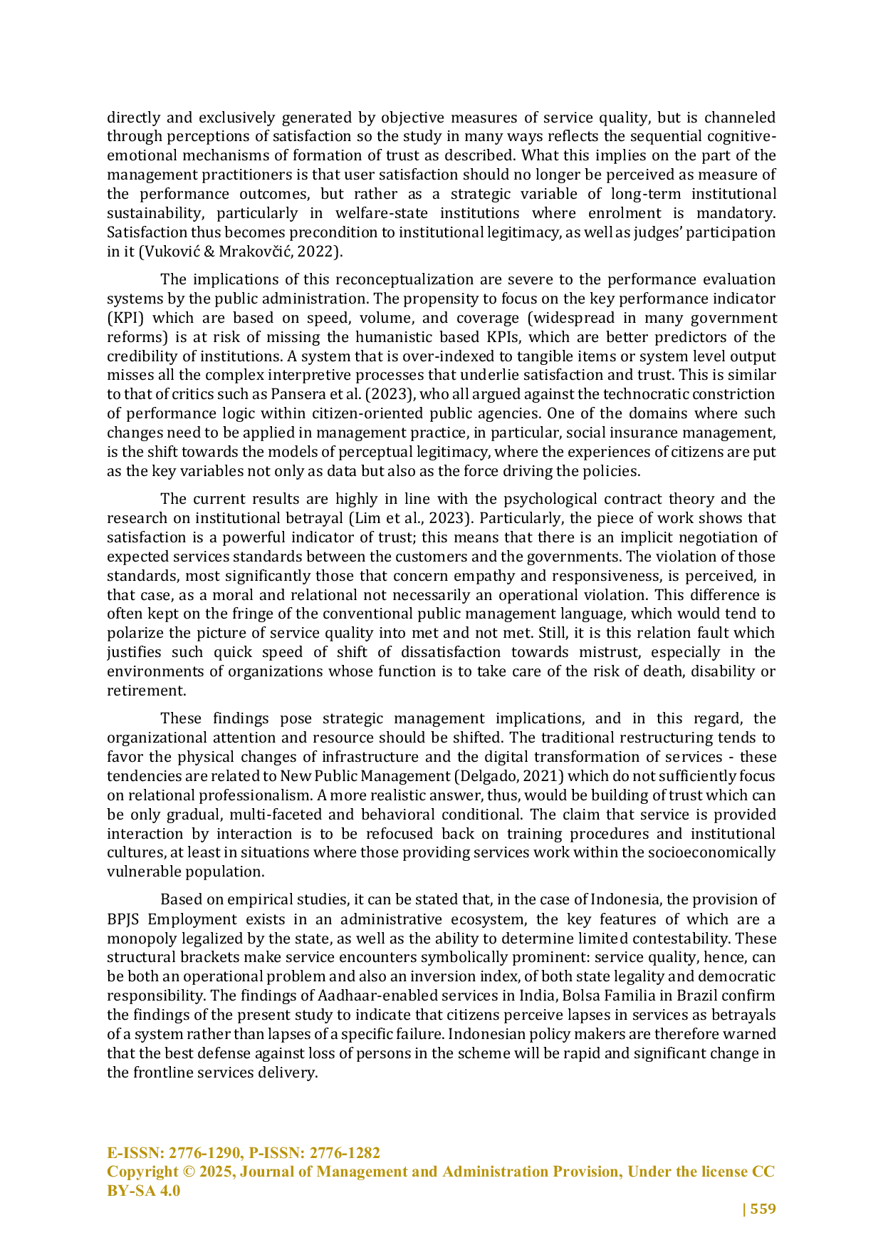 JURIS The Influence of Service Quality on BPJS Employment Participant Satisfaction and Trust