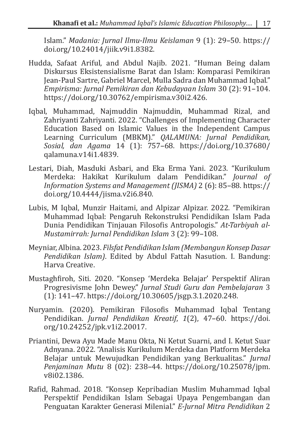 JURIS Muhammad Iqbal s Islamic Education Philosophy Critical Analysis MBKM Curriculum