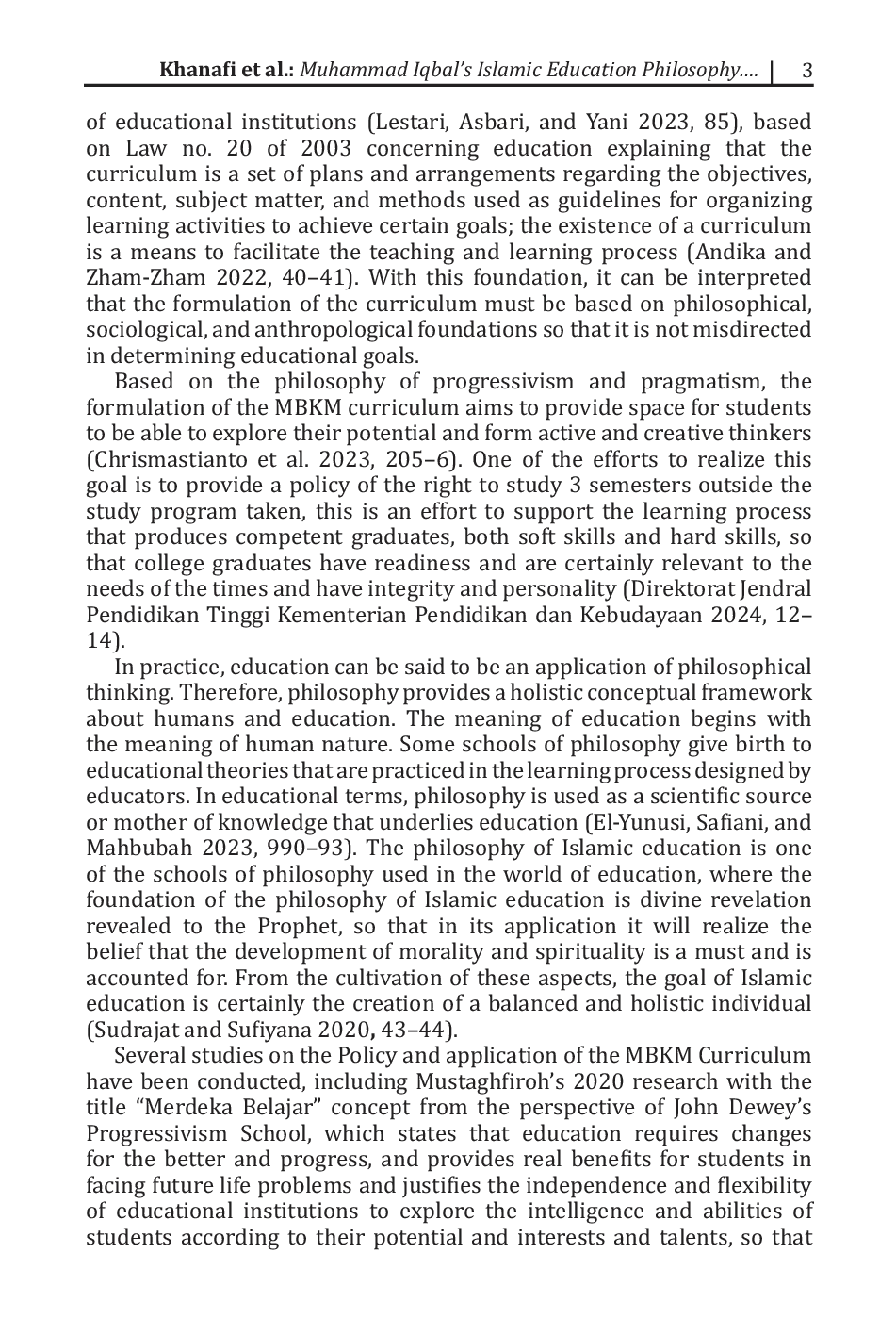 JURIS Muhammad Iqbal s Islamic Education Philosophy Critical Analysis MBKM Curriculum