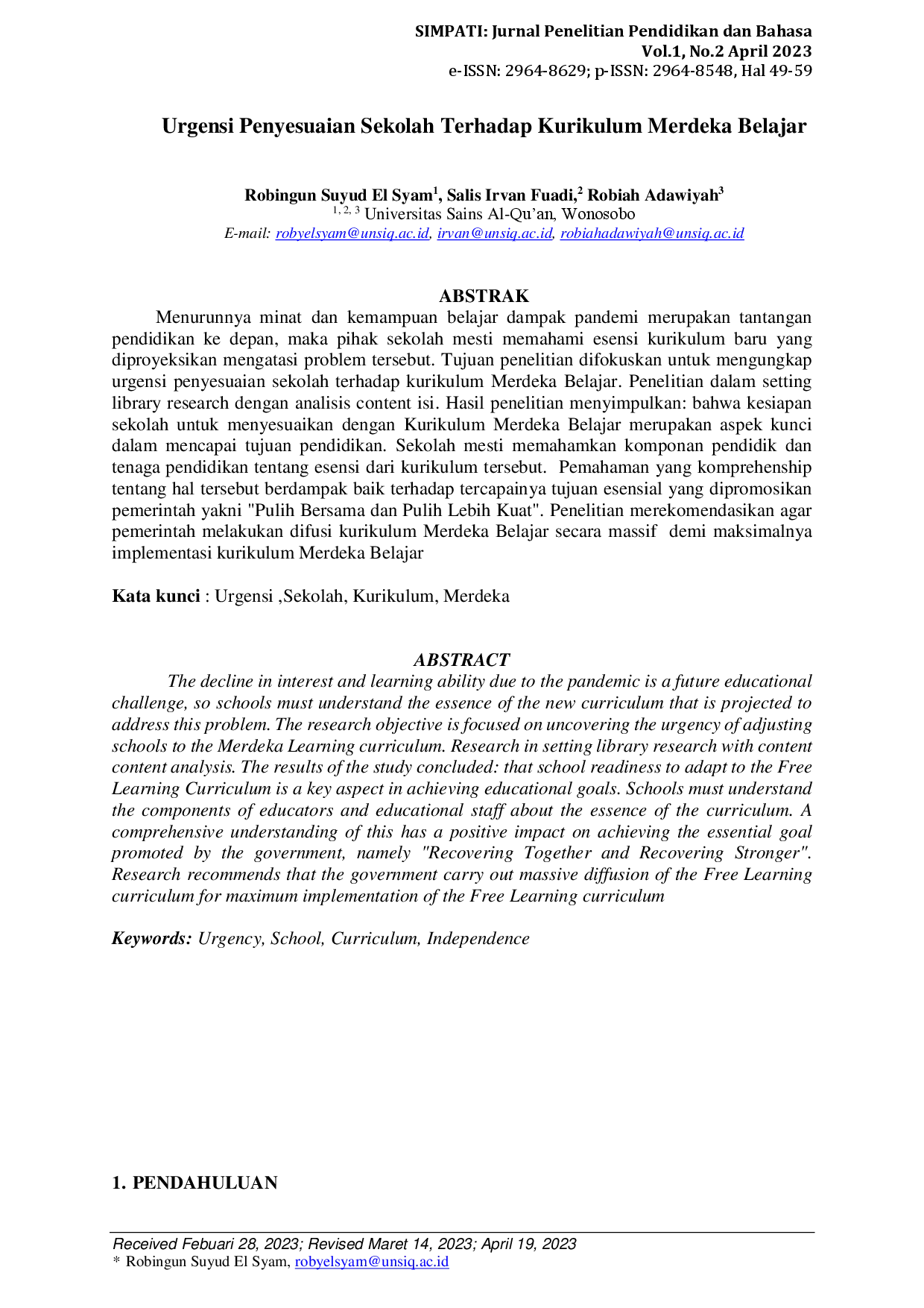 juris Urgensi Penyesuaian Sekolah Terhadap Kurikulum Merdeka Belajar