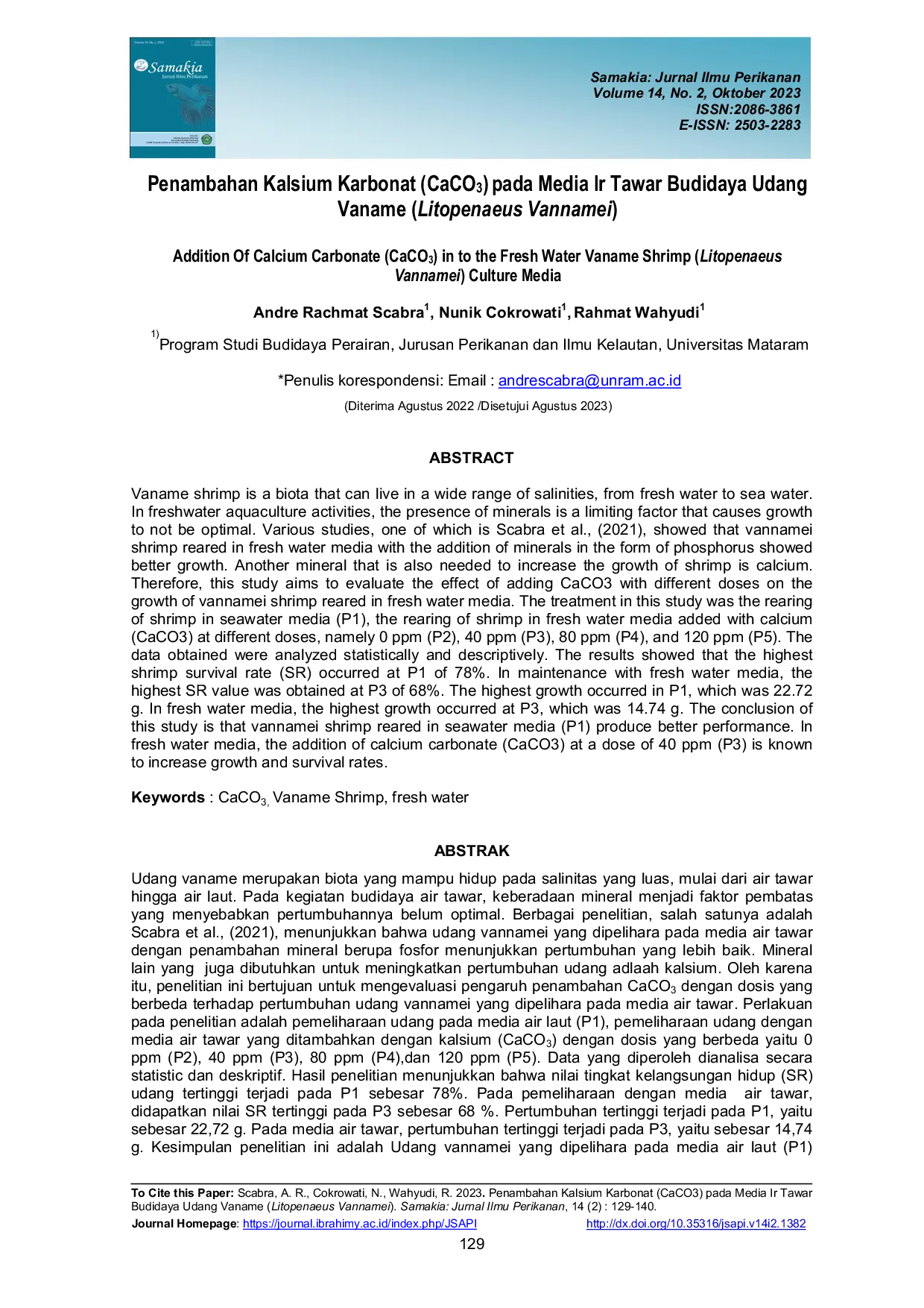 JURIS Penambahan Kalsium Karbonat CaCO3 pada Media Ir Tawar Budidaya Udang Vaname Litopenaeus Vannamei