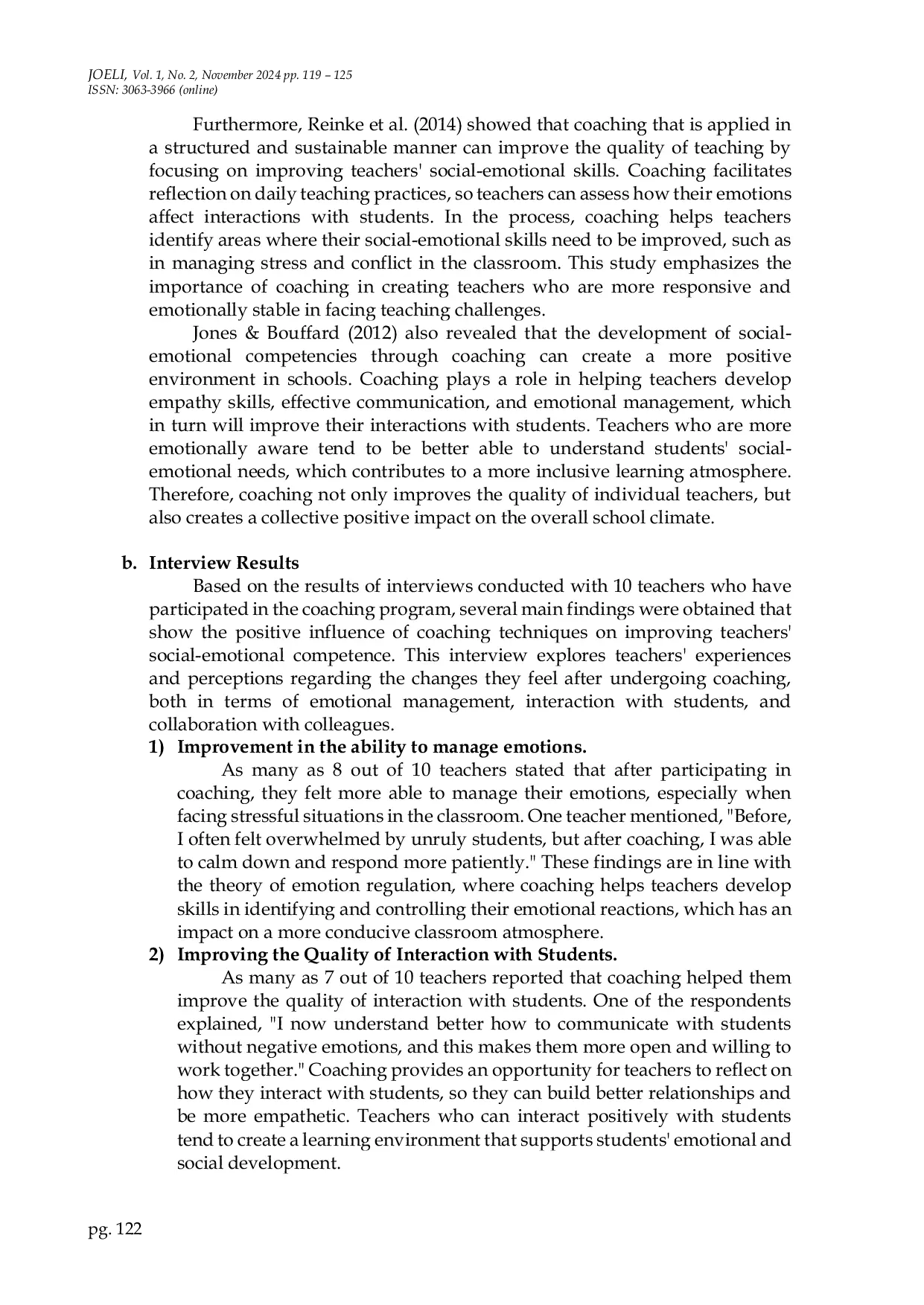JURIS Implementation of Coaching Techniques in Improving Teachers Social Emotional Competence