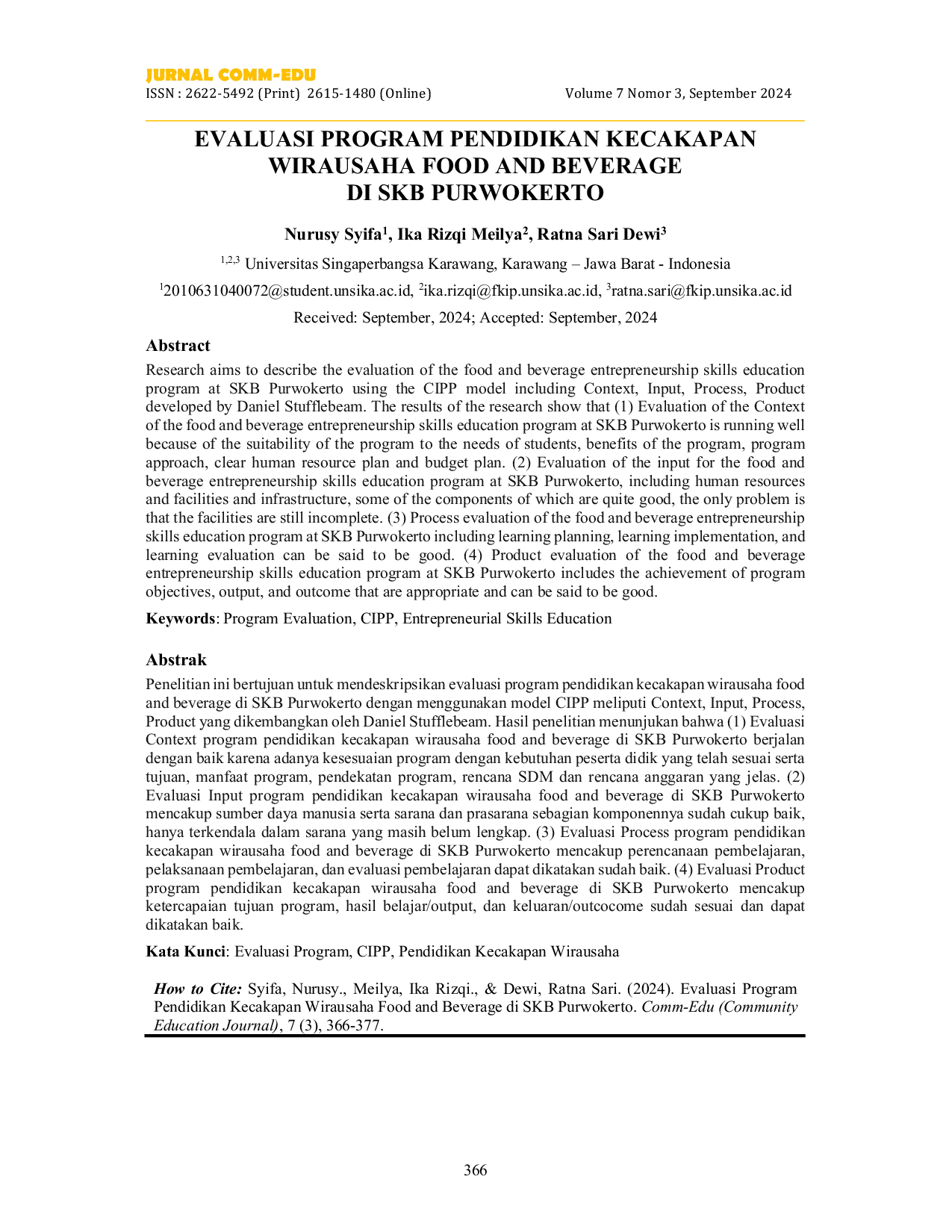 JURIS Evaluasi Program Pendidikan Kecakapan Wirausaha Food and Beverage di SKB Purwokerto